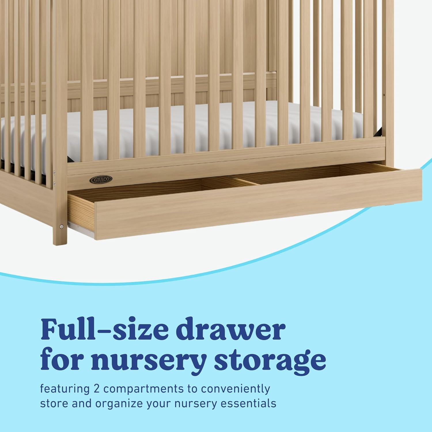 imageGraco Hadley 5in1 Convertible Crib with Drawer White GREENGUARD Gold Certified Crib with Drawer Combo FullSize Nursery Storage Drawer Converts to Toddler Bed DaybedDriftwood