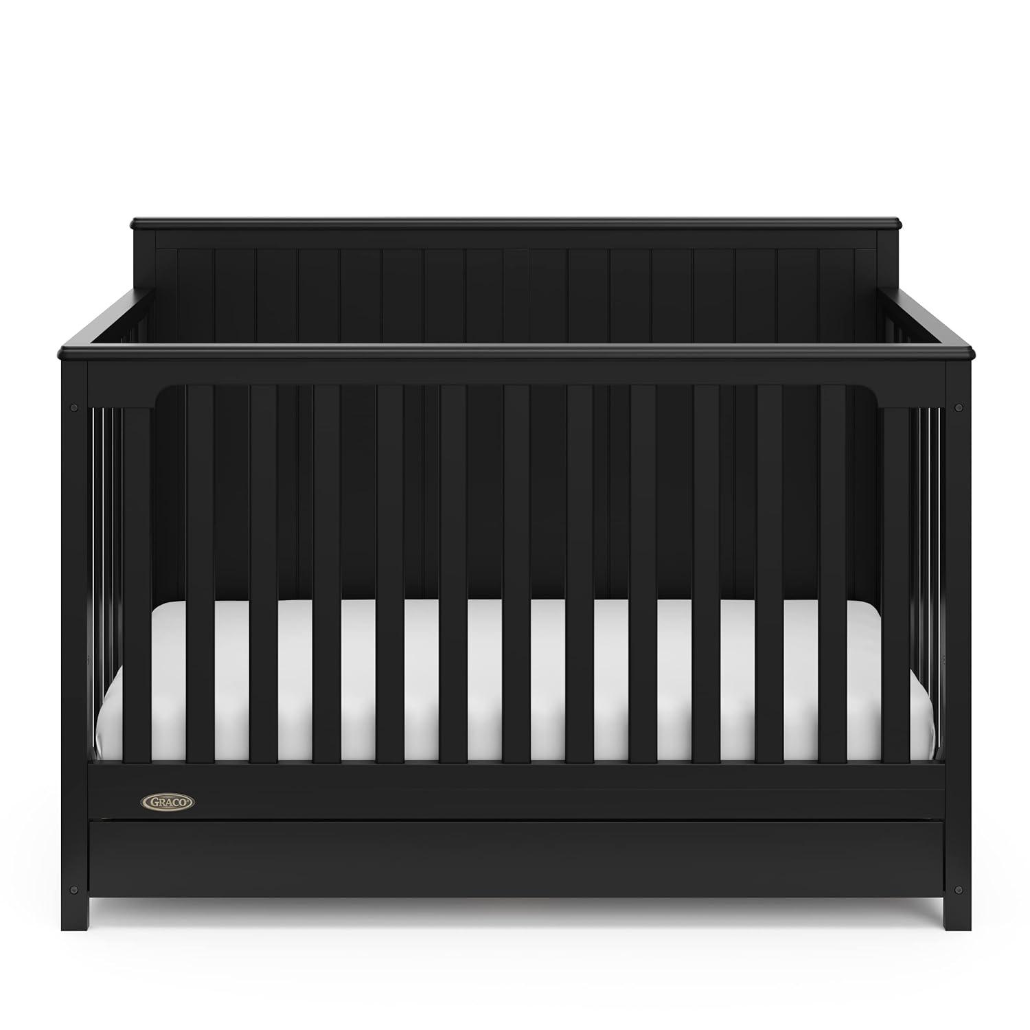 imageGraco Hadley 5in1 Convertible Crib with Drawer White GREENGUARD Gold Certified Crib with Drawer Combo FullSize Nursery Storage Drawer Converts to Toddler Bed DaybedBlack