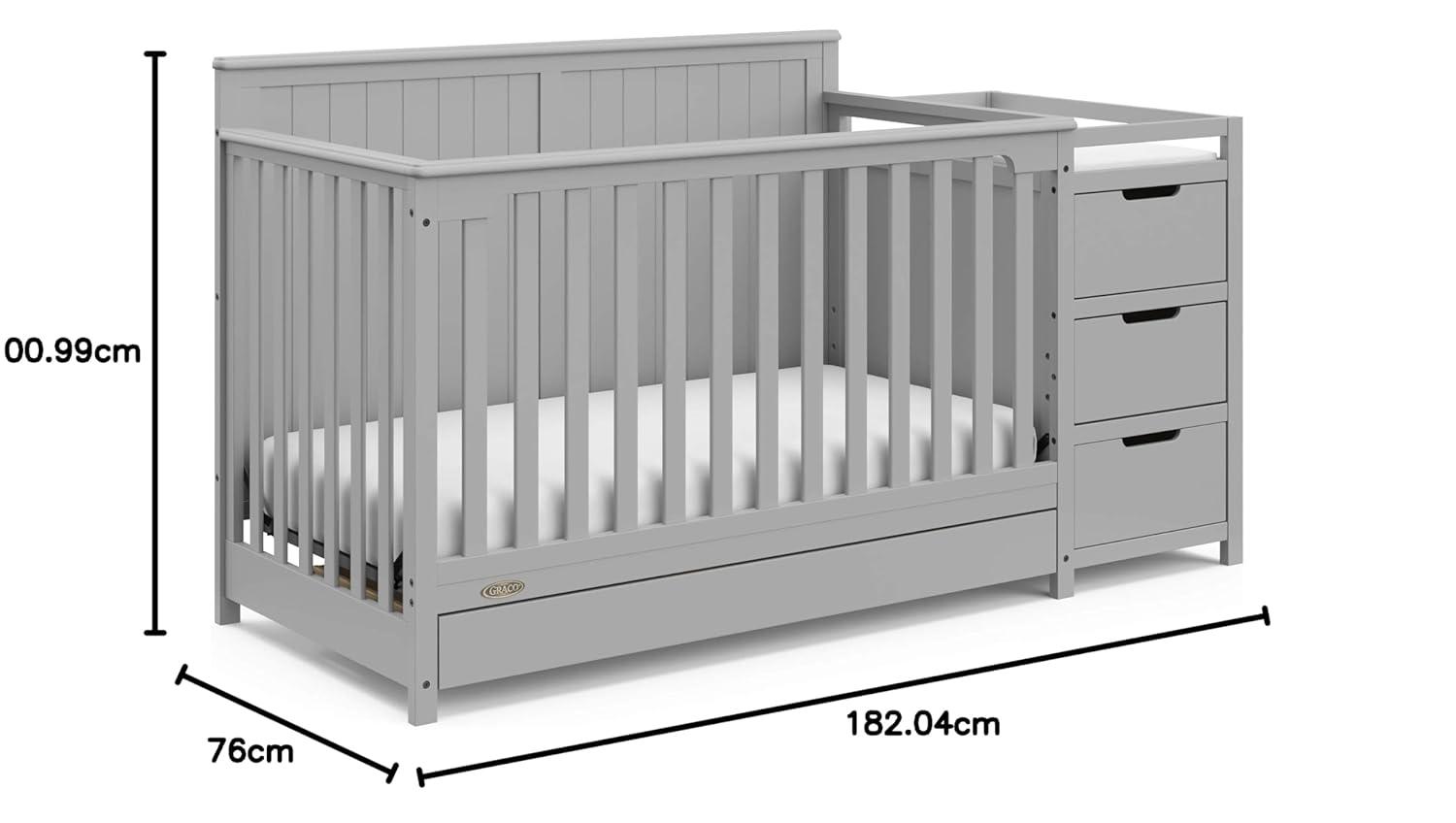 imageGraco Hadley 5in1 Convertible Crib with Drawer White GREENGUARD Gold Certified Crib with Drawer Combo FullSize Nursery Storage Drawer Converts to Toddler Bed DaybedPebble Gray