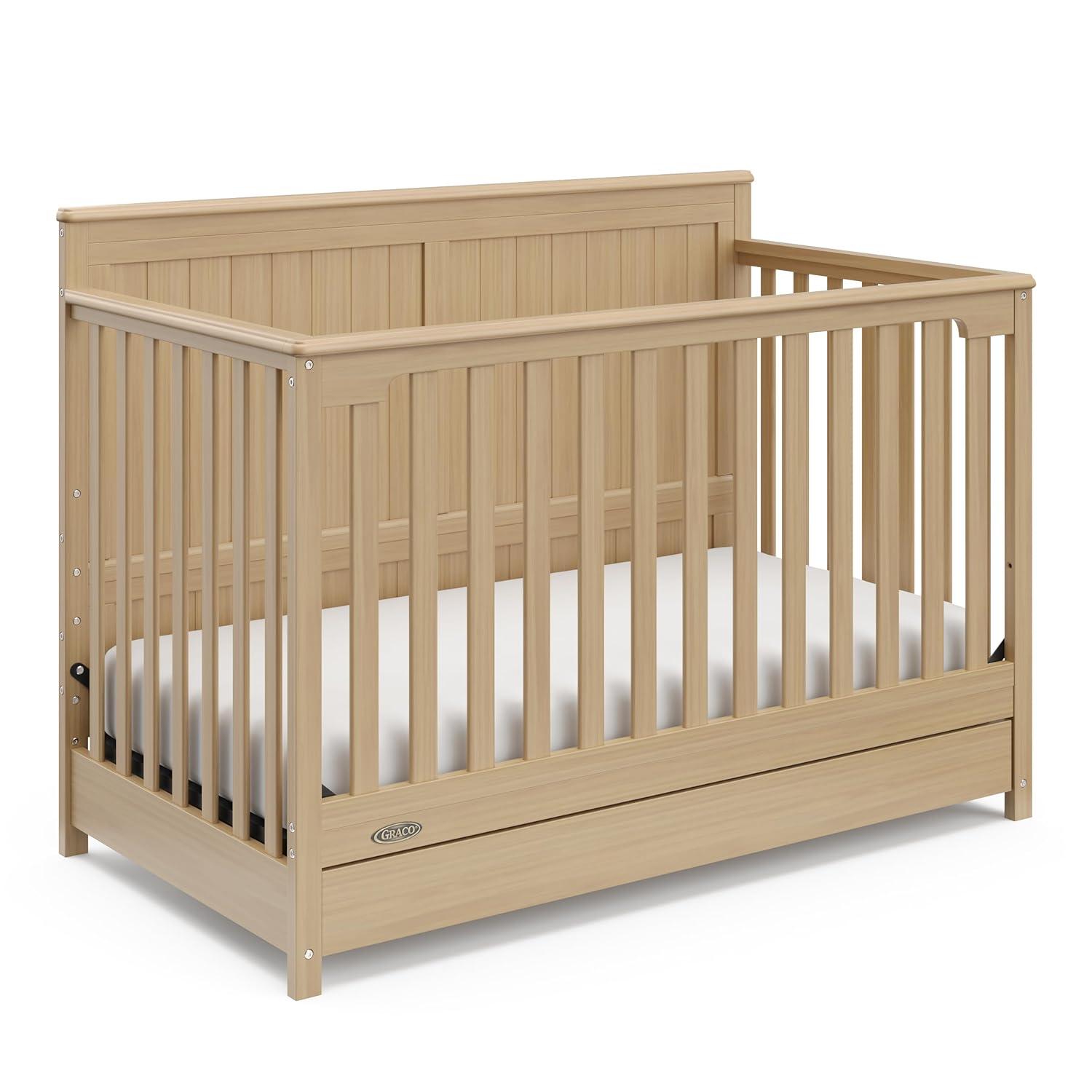 imageGraco Hadley 5in1 Convertible Crib with Drawer White GREENGUARD Gold Certified Crib with Drawer Combo FullSize Nursery Storage Drawer Converts to Toddler Bed DaybedDriftwood