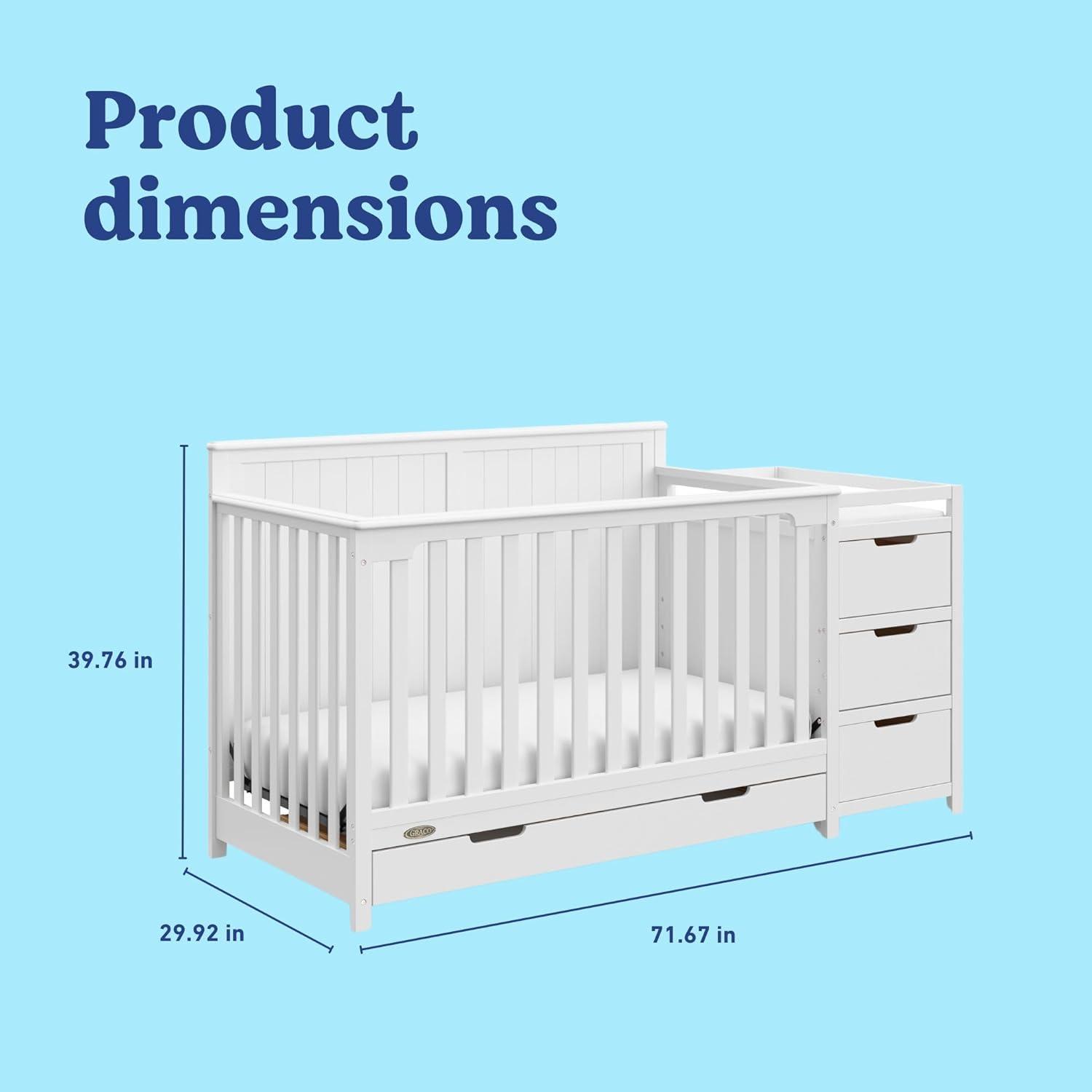 imageGraco Hadley 5in1 Convertible Crib with Drawer White GREENGUARD Gold Certified Crib with Drawer Combo FullSize Nursery Storage Drawer Converts to Toddler Bed DaybedWhite