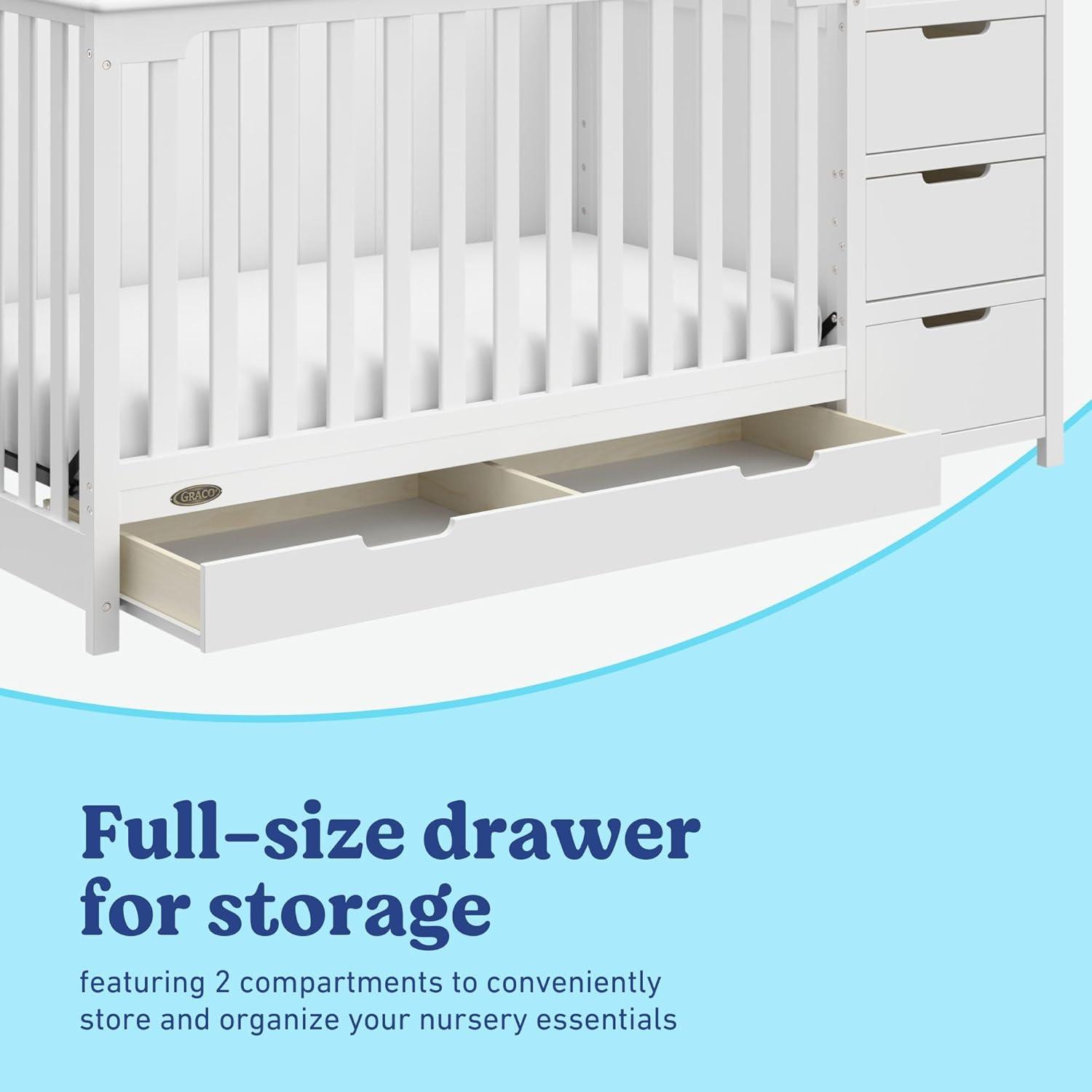 imageGraco Hadley 5in1 Convertible Crib with Drawer White GREENGUARD Gold Certified Crib with Drawer Combo FullSize Nursery Storage Drawer Converts to Toddler Bed DaybedWhite