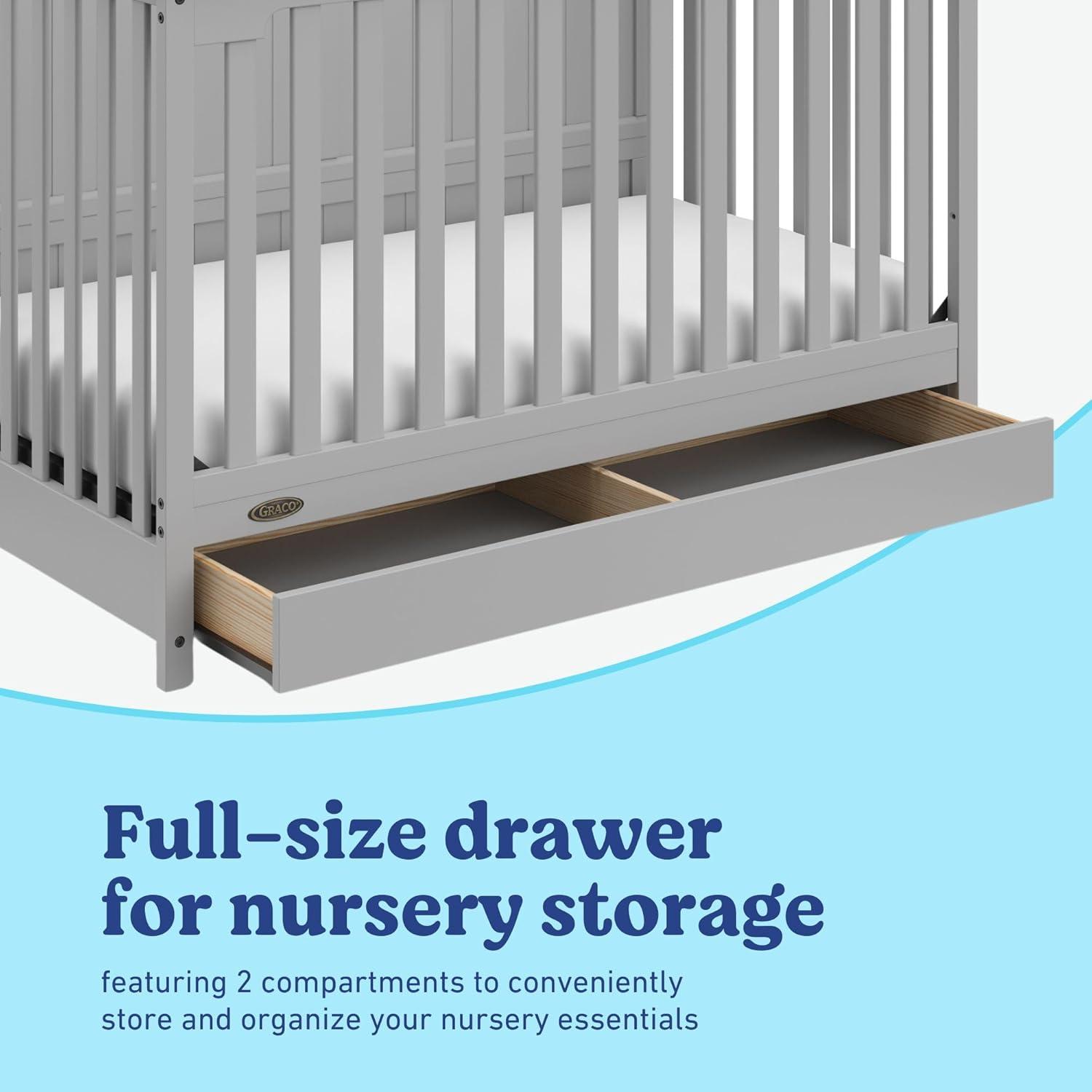 imageGraco Hadley 5in1 Convertible Crib with Drawer White GREENGUARD Gold Certified Crib with Drawer Combo FullSize Nursery Storage Drawer Converts to Toddler Bed DaybedPebble Gray