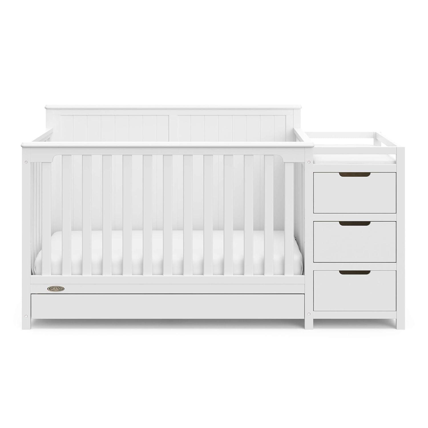 imageGraco Hadley 5in1 Convertible Crib with Drawer White GREENGUARD Gold Certified Crib with Drawer Combo FullSize Nursery Storage Drawer Converts to Toddler Bed DaybedWhite