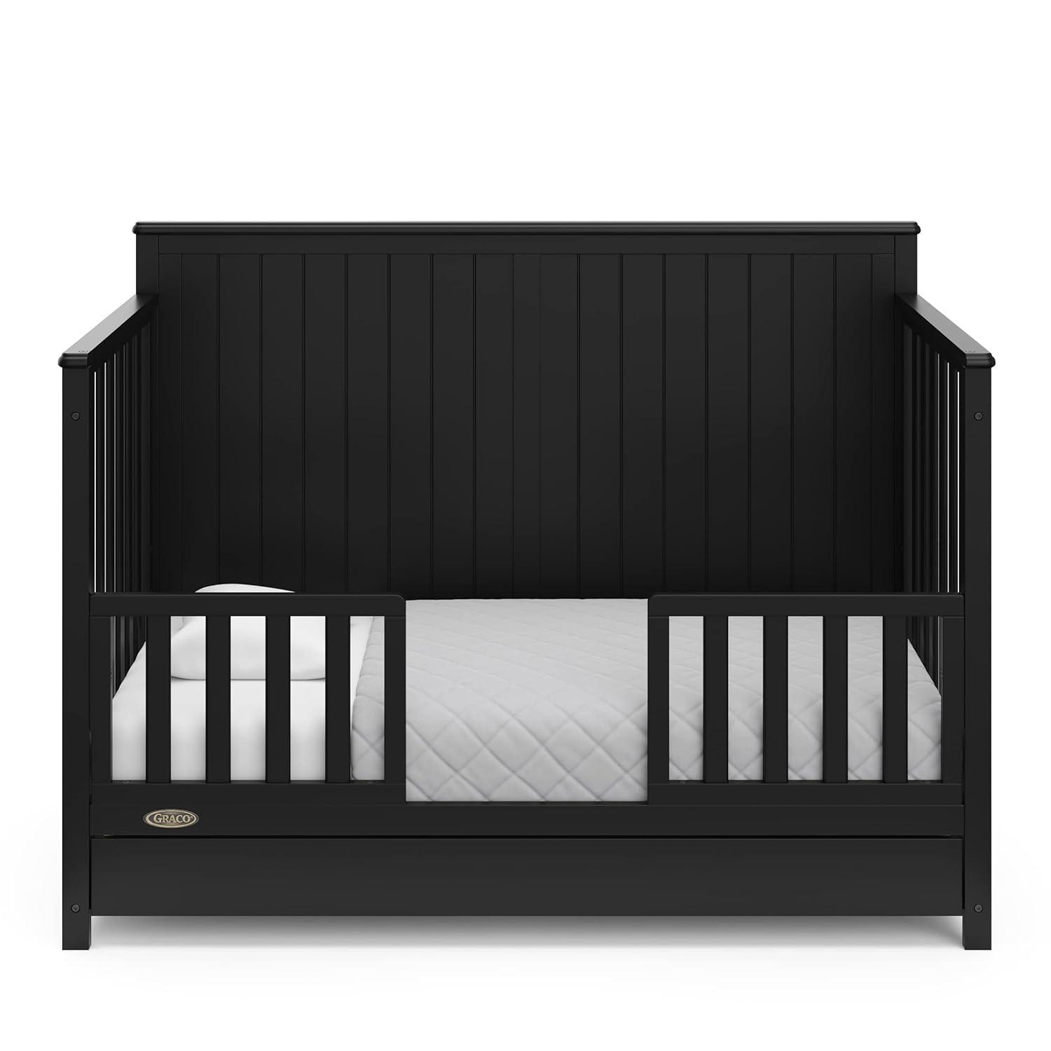 imageGraco Hadley 5in1 Convertible Crib with Drawer White GREENGUARD Gold Certified Crib with Drawer Combo FullSize Nursery Storage Drawer Converts to Toddler Bed DaybedBlack