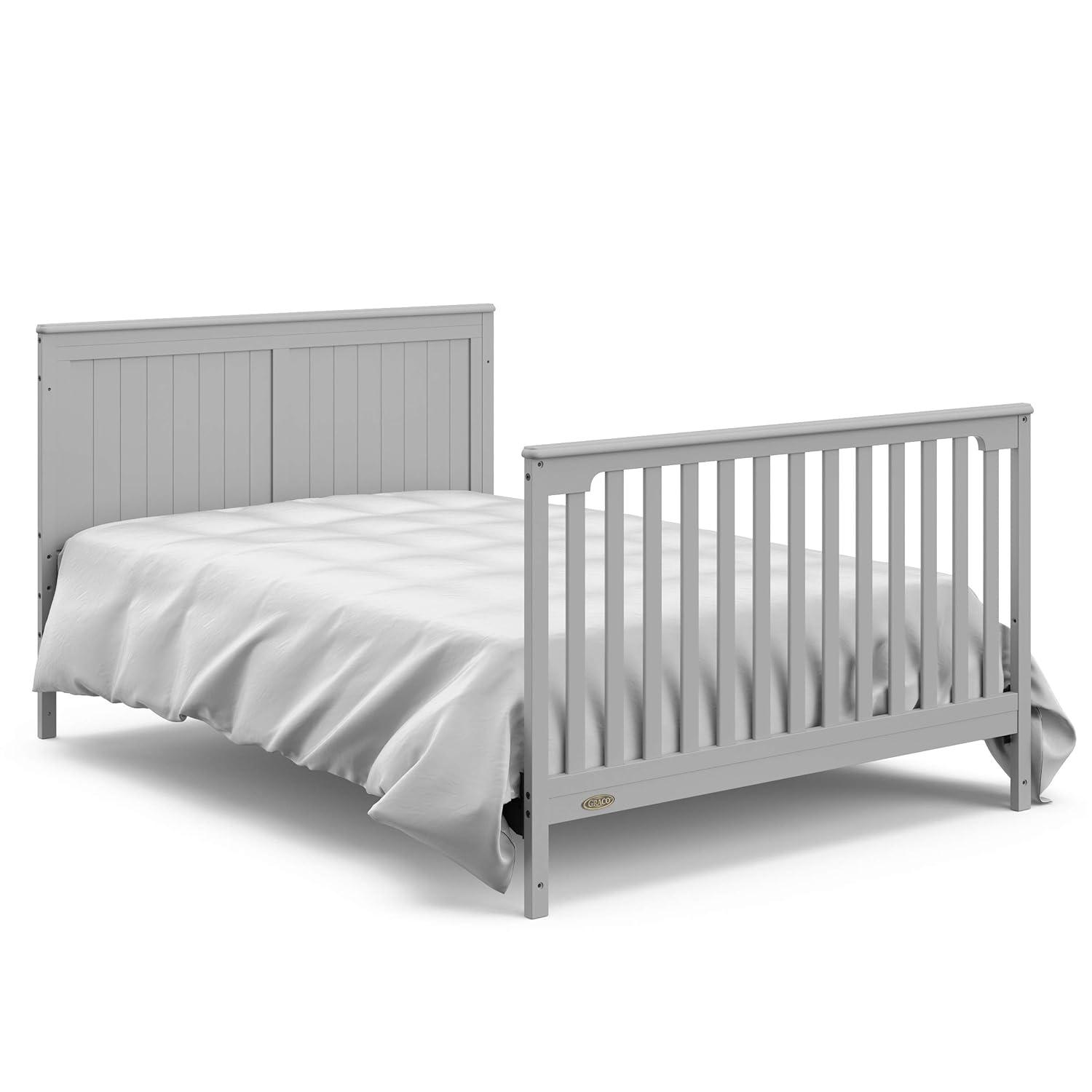 imageGraco Hadley 5in1 Convertible Crib with Drawer White GREENGUARD Gold Certified Crib with Drawer Combo FullSize Nursery Storage Drawer Converts to Toddler Bed DaybedPebble Gray
