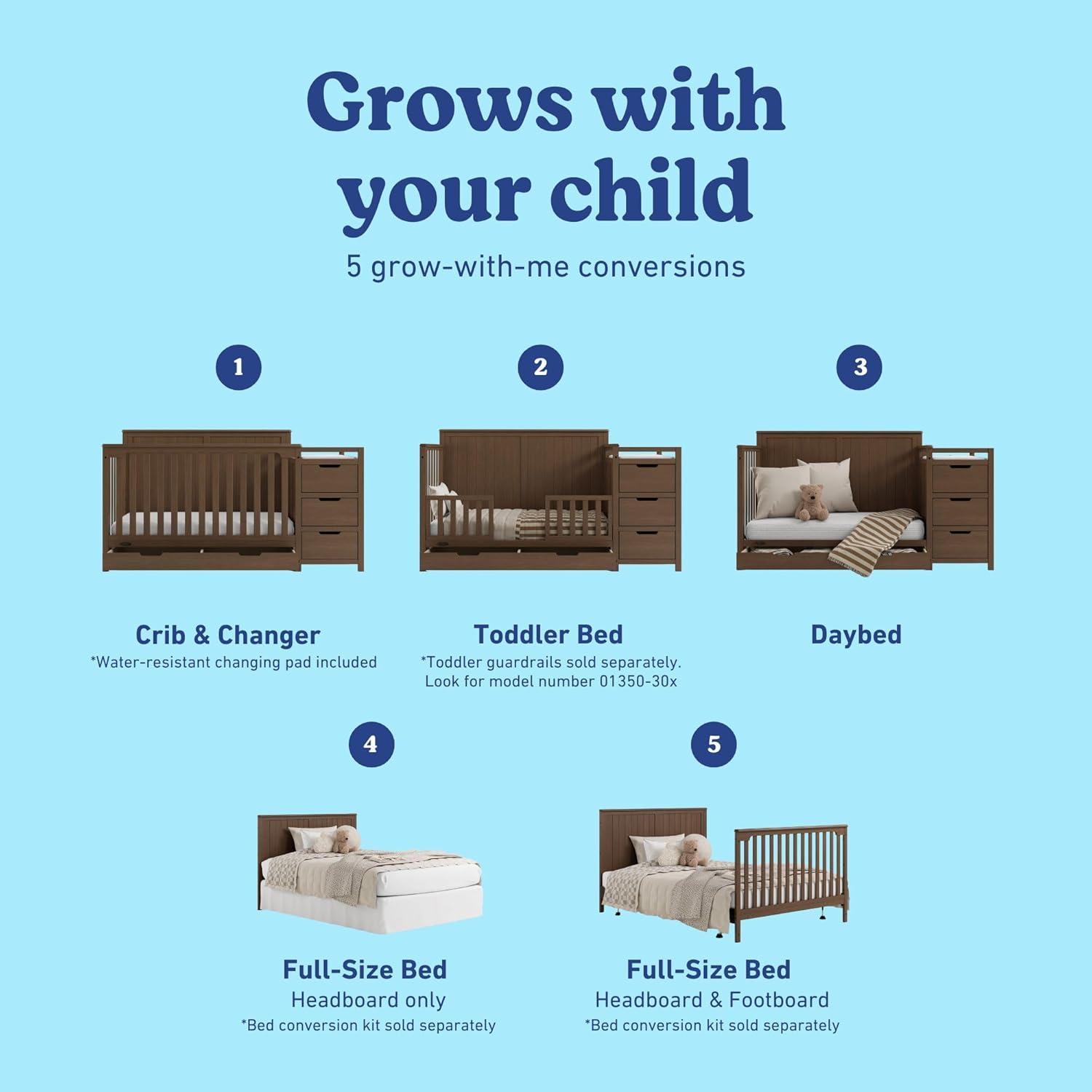 imageGraco Hadley 5in1 Convertible Crib with Drawer White GREENGUARD Gold Certified Crib with Drawer Combo FullSize Nursery Storage Drawer Converts to Toddler Bed DaybedHazelnut