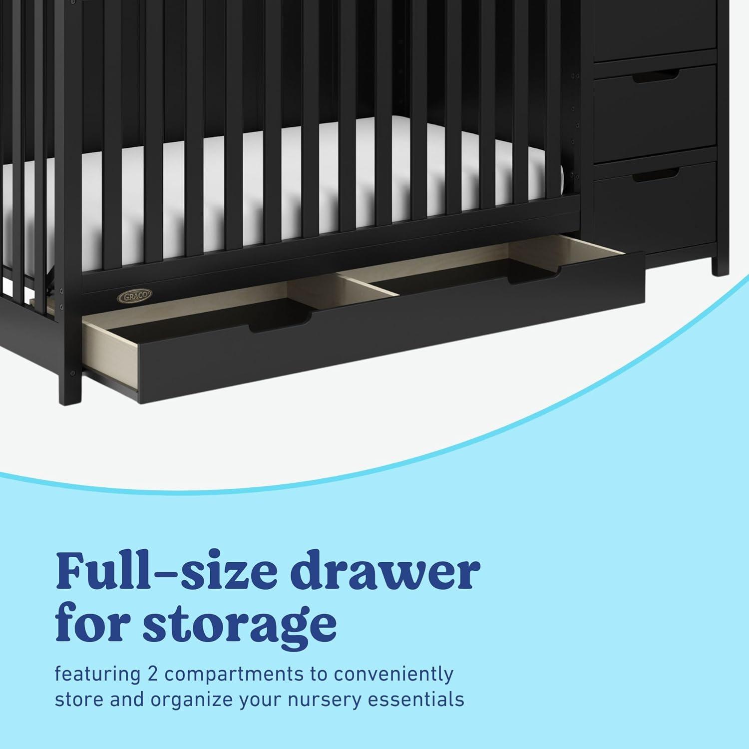 imageGraco Hadley 5in1 Convertible Crib with Drawer White GREENGUARD Gold Certified Crib with Drawer Combo FullSize Nursery Storage Drawer Converts to Toddler Bed DaybedBlack