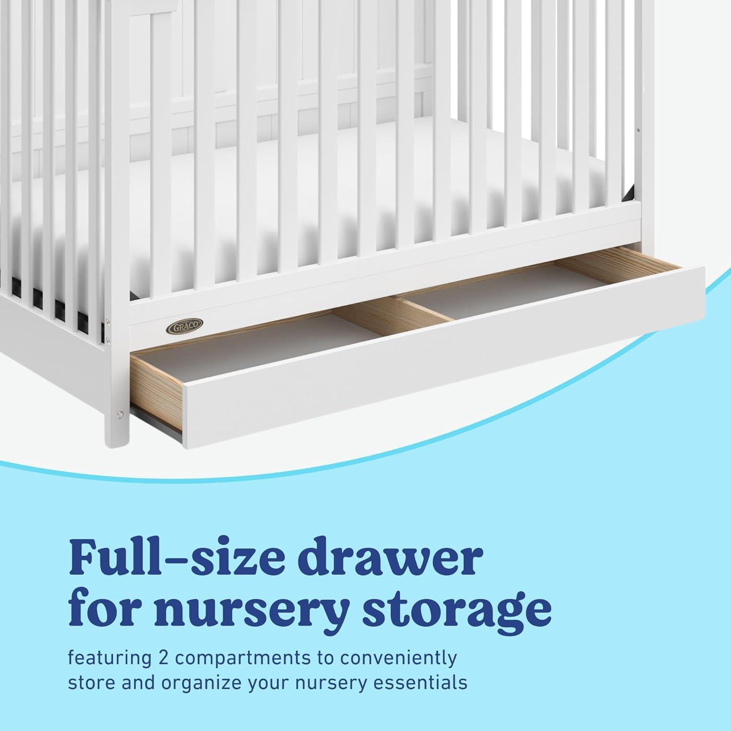 imageGraco Hadley 5in1 Convertible Crib with Drawer White GREENGUARD Gold Certified Crib with Drawer Combo FullSize Nursery Storage Drawer Converts to Toddler Bed DaybedWhite
