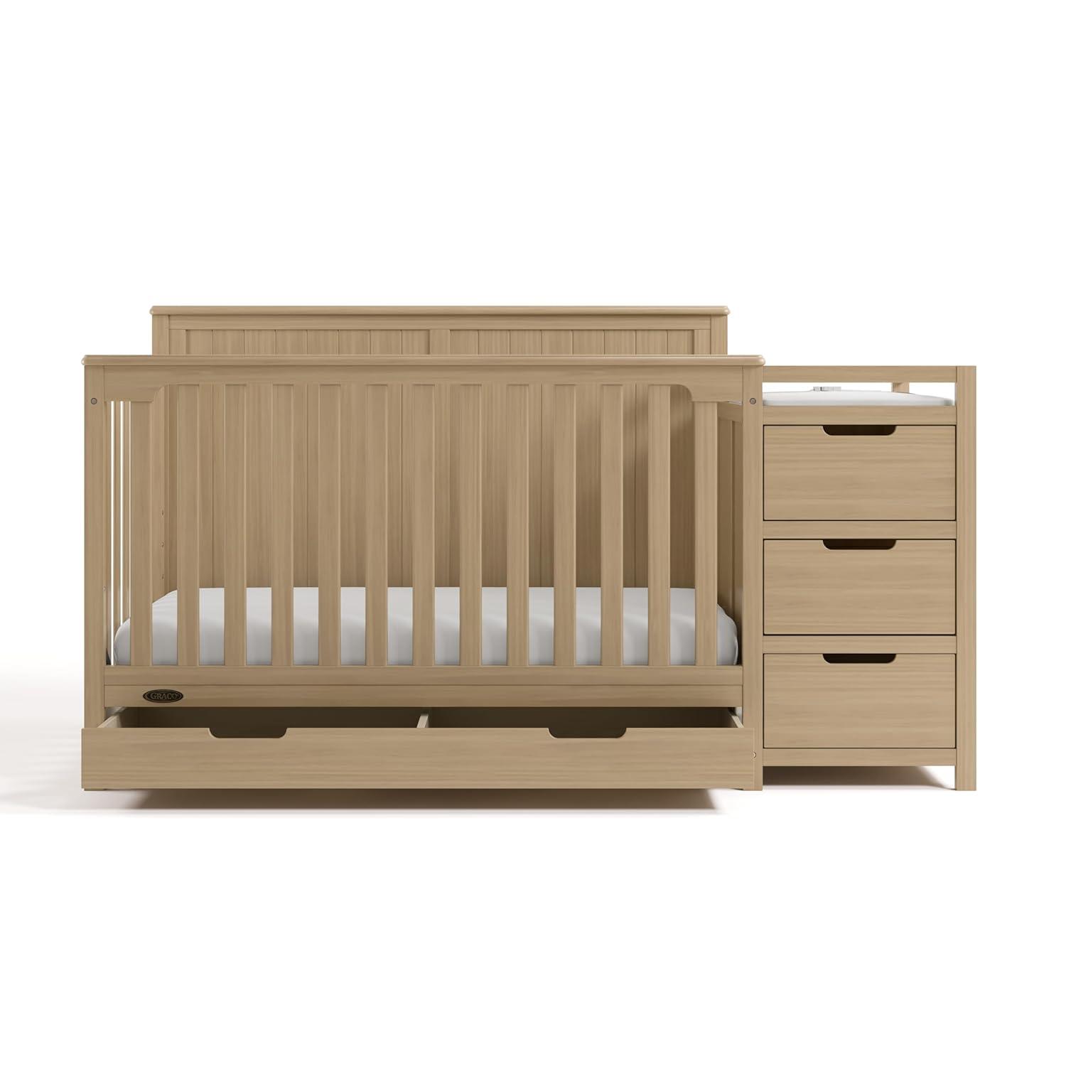 imageGraco Hadley 5in1 Convertible Crib with Drawer White GREENGUARD Gold Certified Crib with Drawer Combo FullSize Nursery Storage Drawer Converts to Toddler Bed DaybedDriftwood