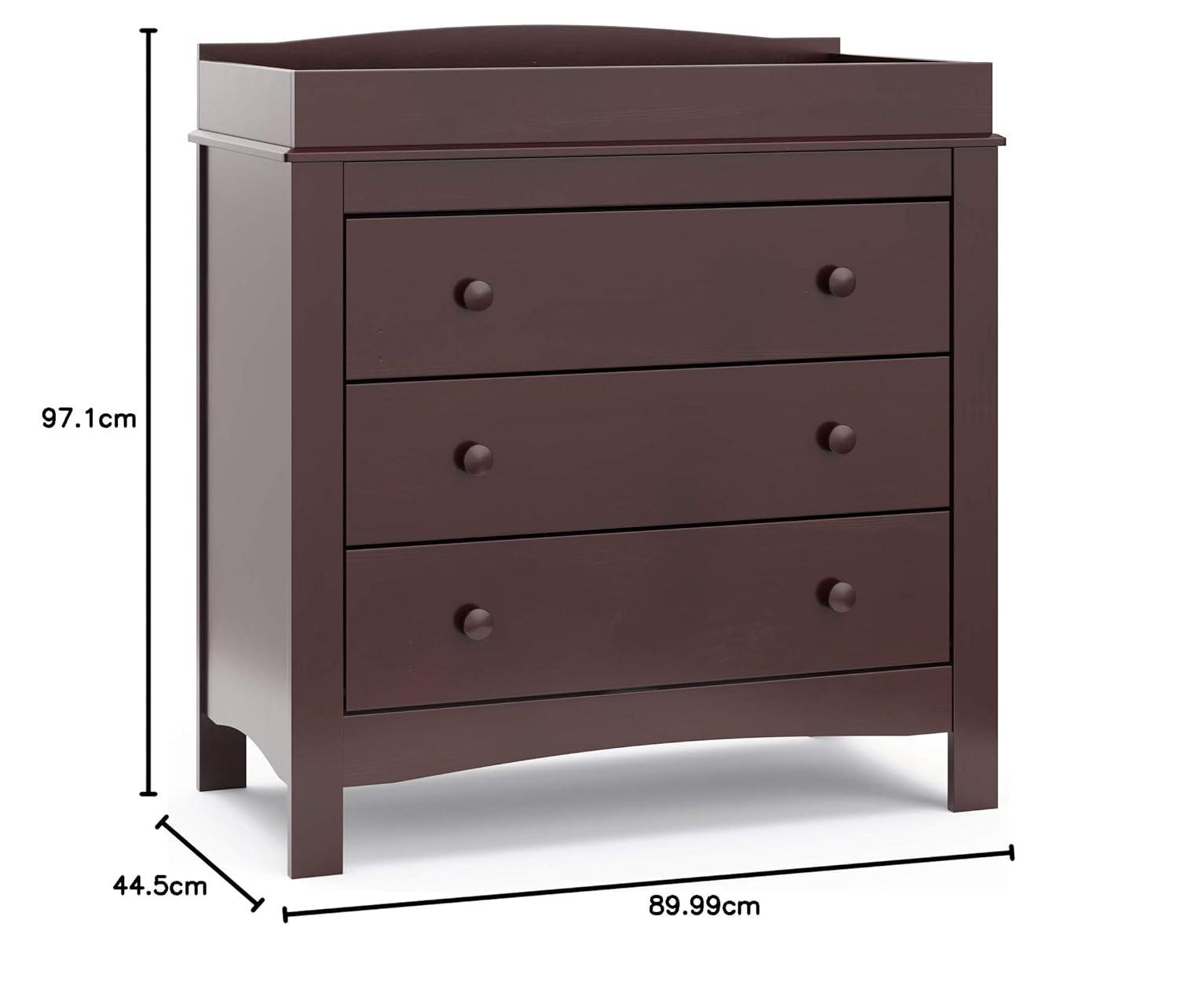 imageGraco Noah 3 Drawer Changing Table Dresser White GREENGUARD Gold Certified Baby Dresser with Changing Table Top Includes Interlocking Drawer SystemEspresso