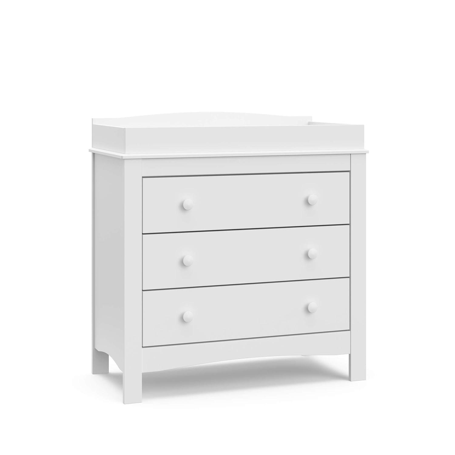 imageGraco Noah 3 Drawer Changing Table Dresser White GREENGUARD Gold Certified Baby Dresser with Changing Table Top Includes Interlocking Drawer SystemWhite