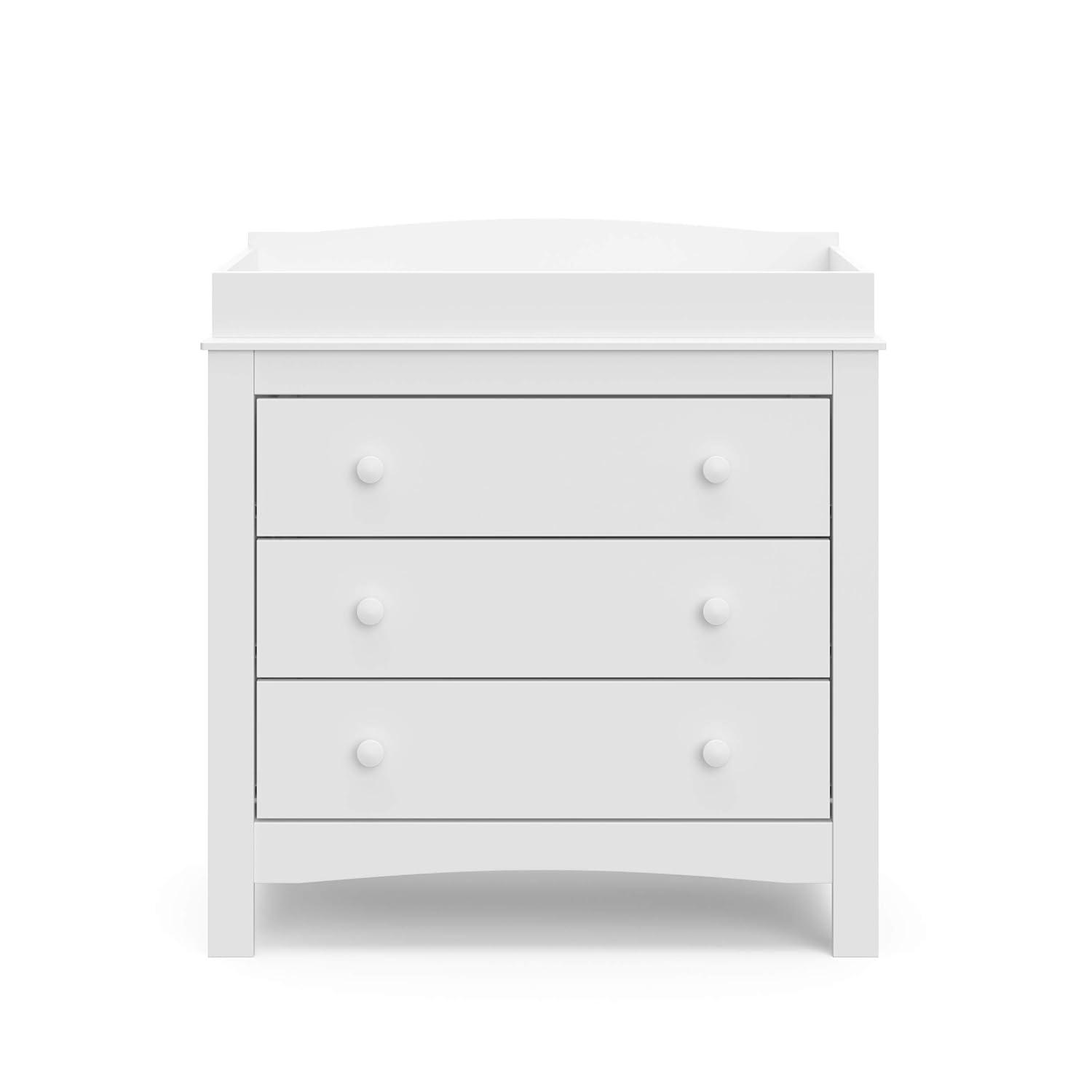 imageGraco Noah 3 Drawer Changing Table Dresser White GREENGUARD Gold Certified Baby Dresser with Changing Table Top Includes Interlocking Drawer SystemWhite