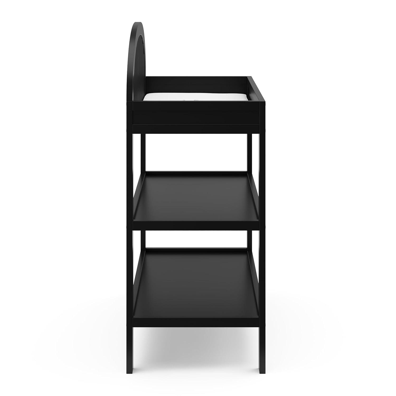 imageGraco Olivia Changing Table with WaterResistant Changing Pad Driftwood GREENGUARD Gold Certified Includes Bonus WaterResistant Changing Pad with Safety Strap 2 Open Shelves Stylish DesignBlack