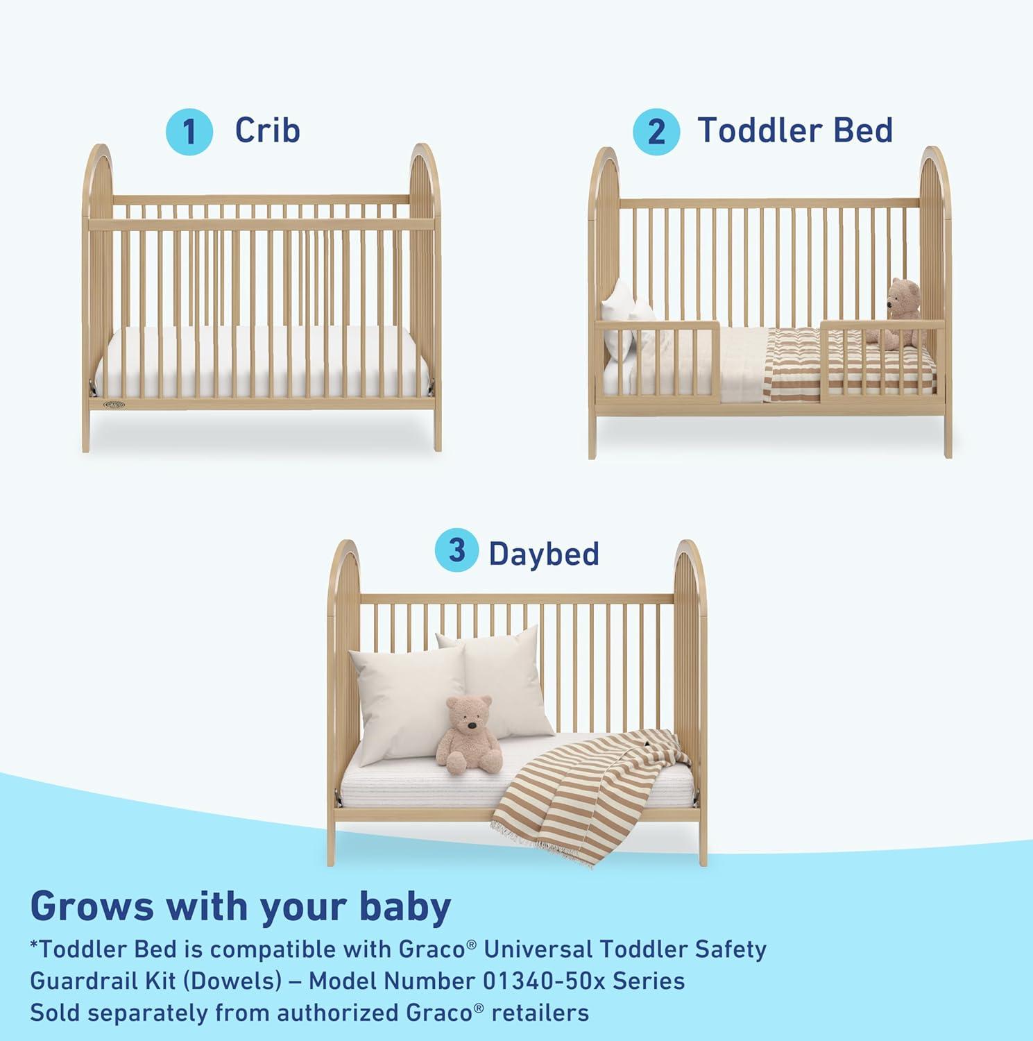 imageGraco Olivia Convertible Crib White GREENGUARD Gold Certified 100 Solid Wood Fits Standard Crib Mattress Converts to Toddler Bed and Daybed 4 Adjustable Mattress HeightsDriftwood