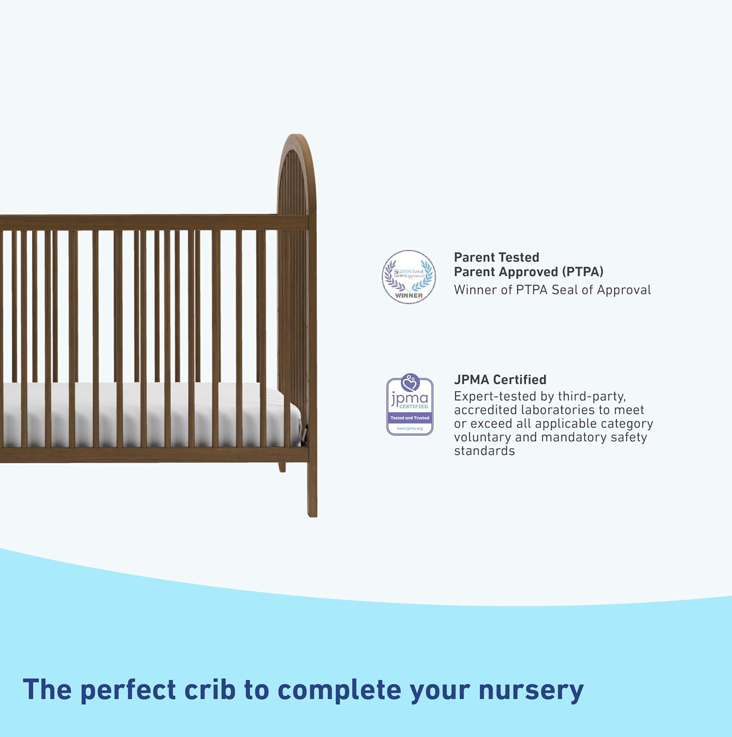 imageGraco Olivia Convertible Crib White GREENGUARD Gold Certified 100 Solid Wood Fits Standard Crib Mattress Converts to Toddler Bed and Daybed 4 Adjustable Mattress HeightsHazelnut