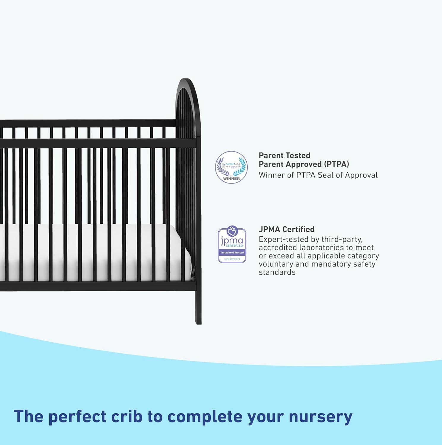 imageGraco Olivia Convertible Crib White GREENGUARD Gold Certified 100 Solid Wood Fits Standard Crib Mattress Converts to Toddler Bed and Daybed 4 Adjustable Mattress HeightsBlack