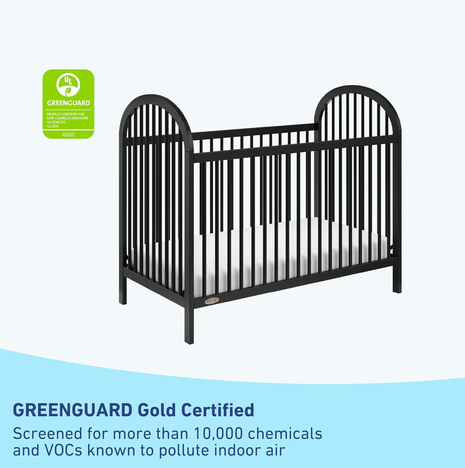 imageGraco Olivia Convertible Crib White GREENGUARD Gold Certified 100 Solid Wood Fits Standard Crib Mattress Converts to Toddler Bed and Daybed 4 Adjustable Mattress HeightsBlack