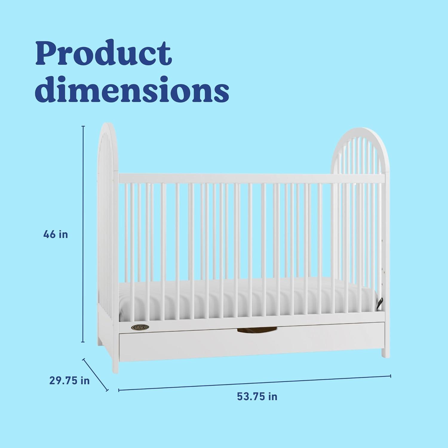 imageGraco Olivia Convertible Crib White GREENGUARD Gold Certified 100 Solid Wood Fits Standard Crib Mattress Converts to Toddler Bed and Daybed 4 Adjustable Mattress HeightsWhite
