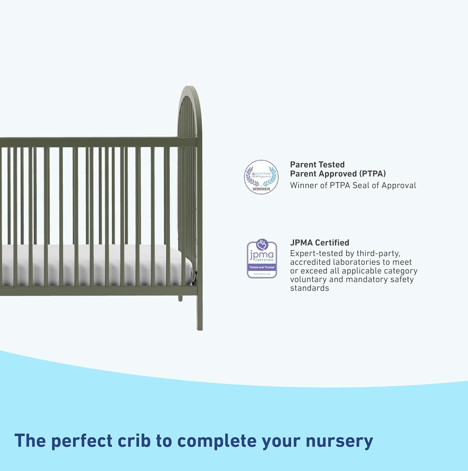 imageGraco Olivia Convertible Crib White GREENGUARD Gold Certified 100 Solid Wood Fits Standard Crib Mattress Converts to Toddler Bed and Daybed 4 Adjustable Mattress HeightsOlive