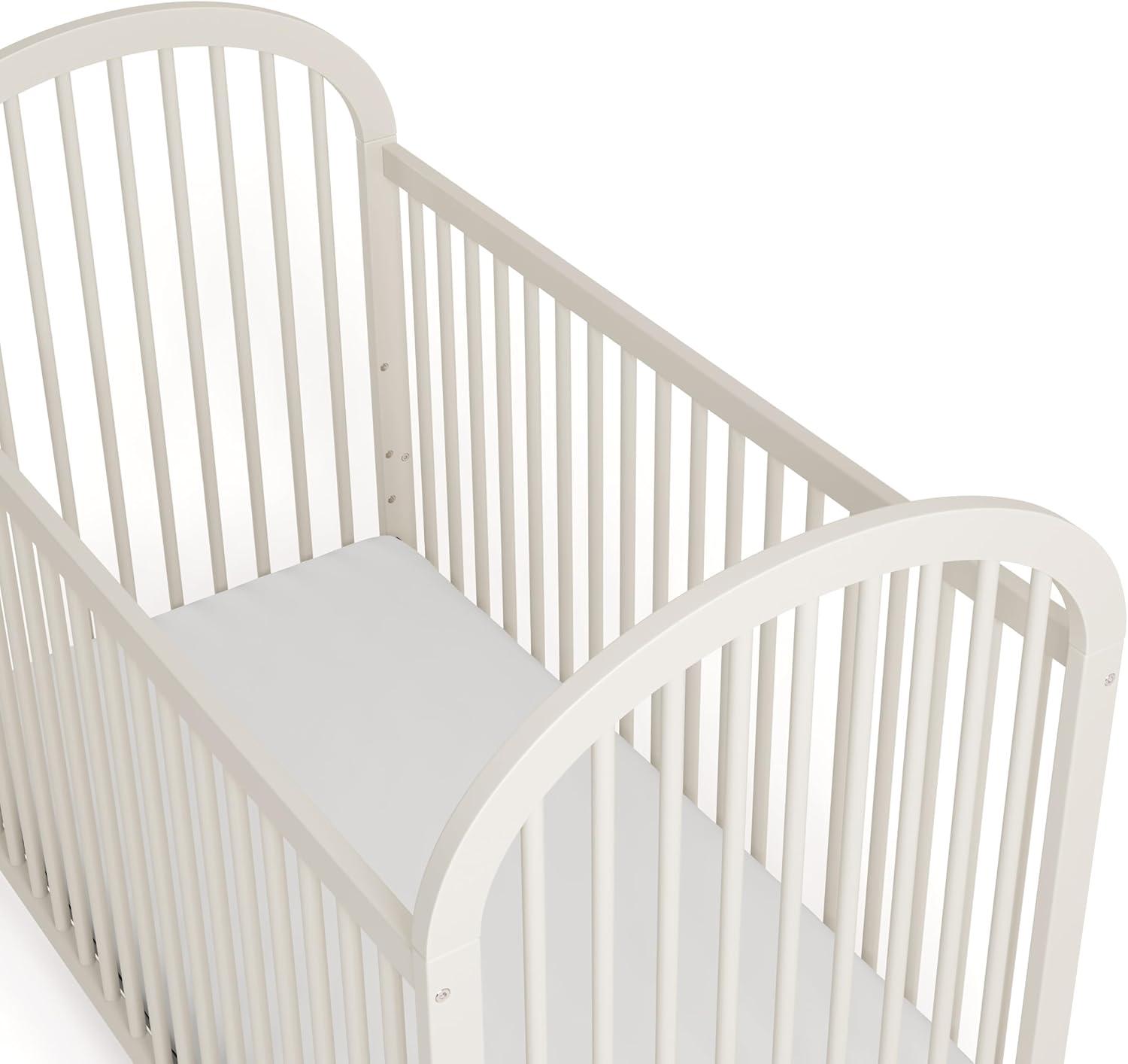 imageGraco Olivia Convertible Crib White GREENGUARD Gold Certified 100 Solid Wood Fits Standard Crib Mattress Converts to Toddler Bed and Daybed 4 Adjustable Mattress HeightsFrosted Oat