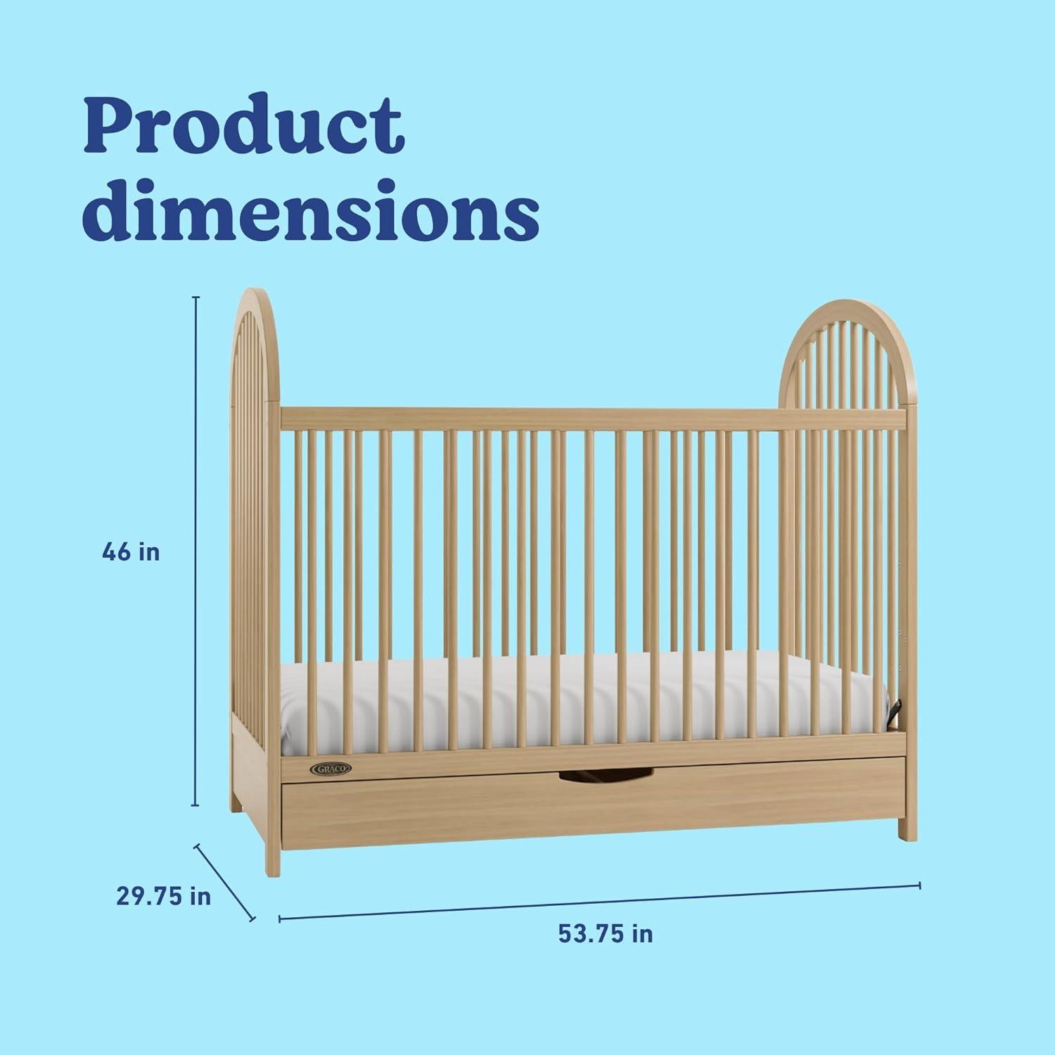 imageGraco Olivia Convertible Crib White GREENGUARD Gold Certified 100 Solid Wood Fits Standard Crib Mattress Converts to Toddler Bed and Daybed 4 Adjustable Mattress HeightsDriftwood