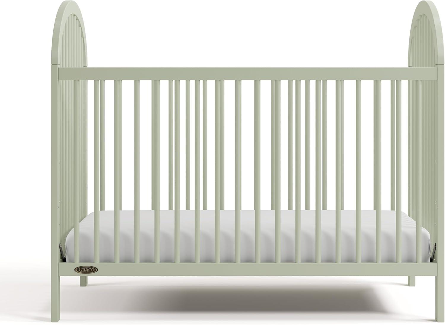imageGraco Olivia Convertible Crib White GREENGUARD Gold Certified 100 Solid Wood Fits Standard Crib Mattress Converts to Toddler Bed and Daybed 4 Adjustable Mattress HeightsSage