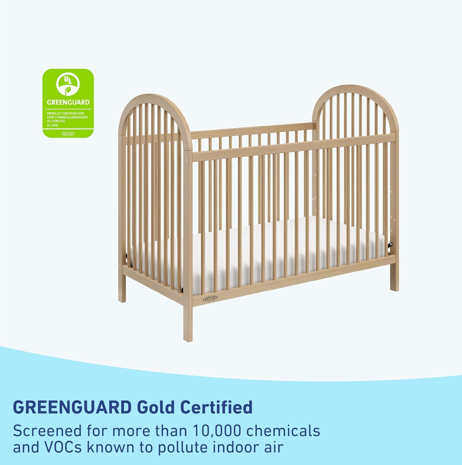 imageGraco Olivia Convertible Crib White GREENGUARD Gold Certified 100 Solid Wood Fits Standard Crib Mattress Converts to Toddler Bed and Daybed 4 Adjustable Mattress HeightsDriftwood
