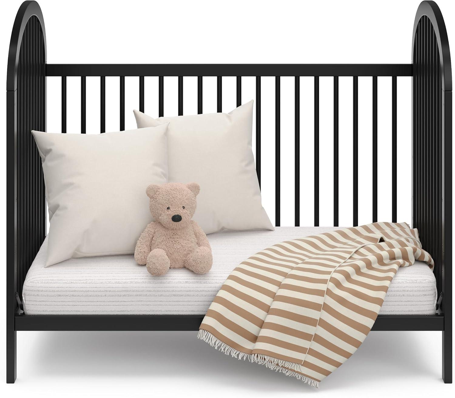 imageGraco Olivia Convertible Crib White GREENGUARD Gold Certified 100 Solid Wood Fits Standard Crib Mattress Converts to Toddler Bed and Daybed 4 Adjustable Mattress HeightsBlack