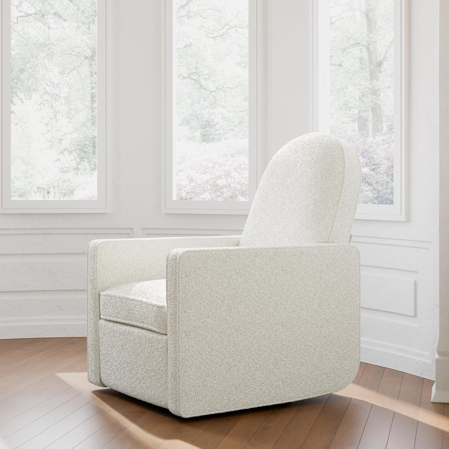 imageGraco Olivia SmallSpaces Premium Nursery Power Recliner Swivel Glider Dune Basketweave Smaller Profile for Smaller Rooms Upholstered Power Recliner Chair USB Charging Port Durable Metal BaseIvory Boucle