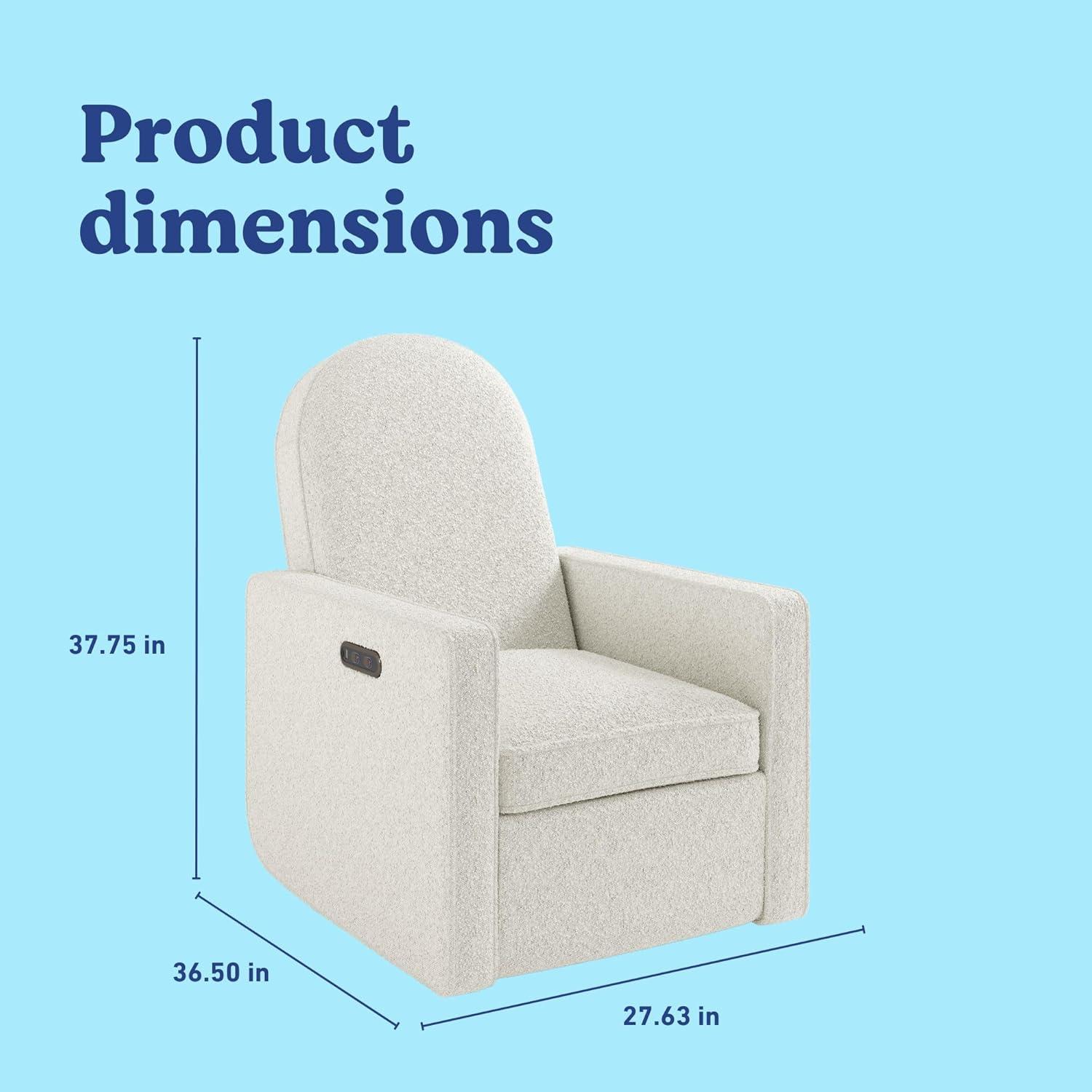imageGraco Olivia SmallSpaces Premium Nursery Power Recliner Swivel Glider Dune Basketweave Smaller Profile for Smaller Rooms Upholstered Power Recliner Chair USB Charging Port Durable Metal BaseIvory Boucle