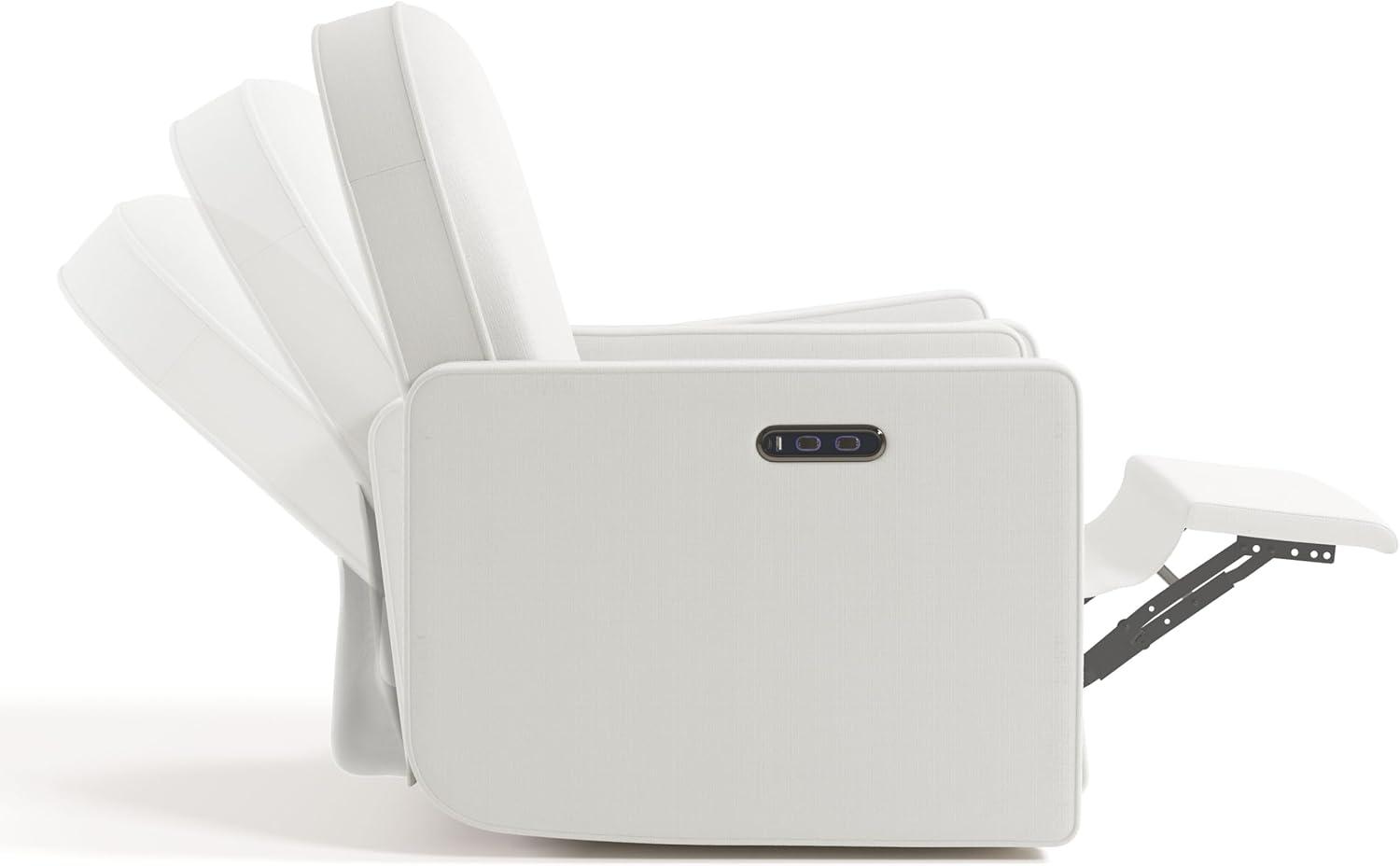 imageGraco Olivia SmallSpaces Premium Nursery Power Recliner Swivel Glider Dune Basketweave Smaller Profile for Smaller Rooms Upholstered Power Recliner Chair USB Charging Port Durable Metal BaseIvory Basketweave