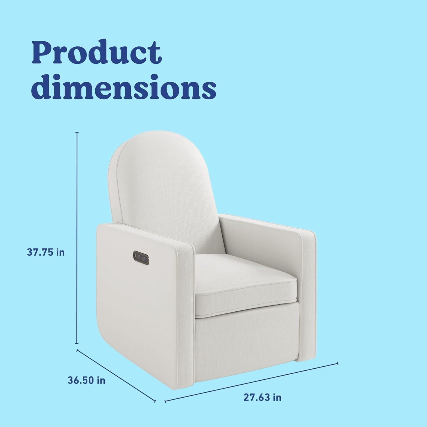 imageGraco Olivia SmallSpaces Premium Nursery Power Recliner Swivel Glider Dune Basketweave Smaller Profile for Smaller Rooms Upholstered Power Recliner Chair USB Charging Port Durable Metal BaseIvory Basketweave