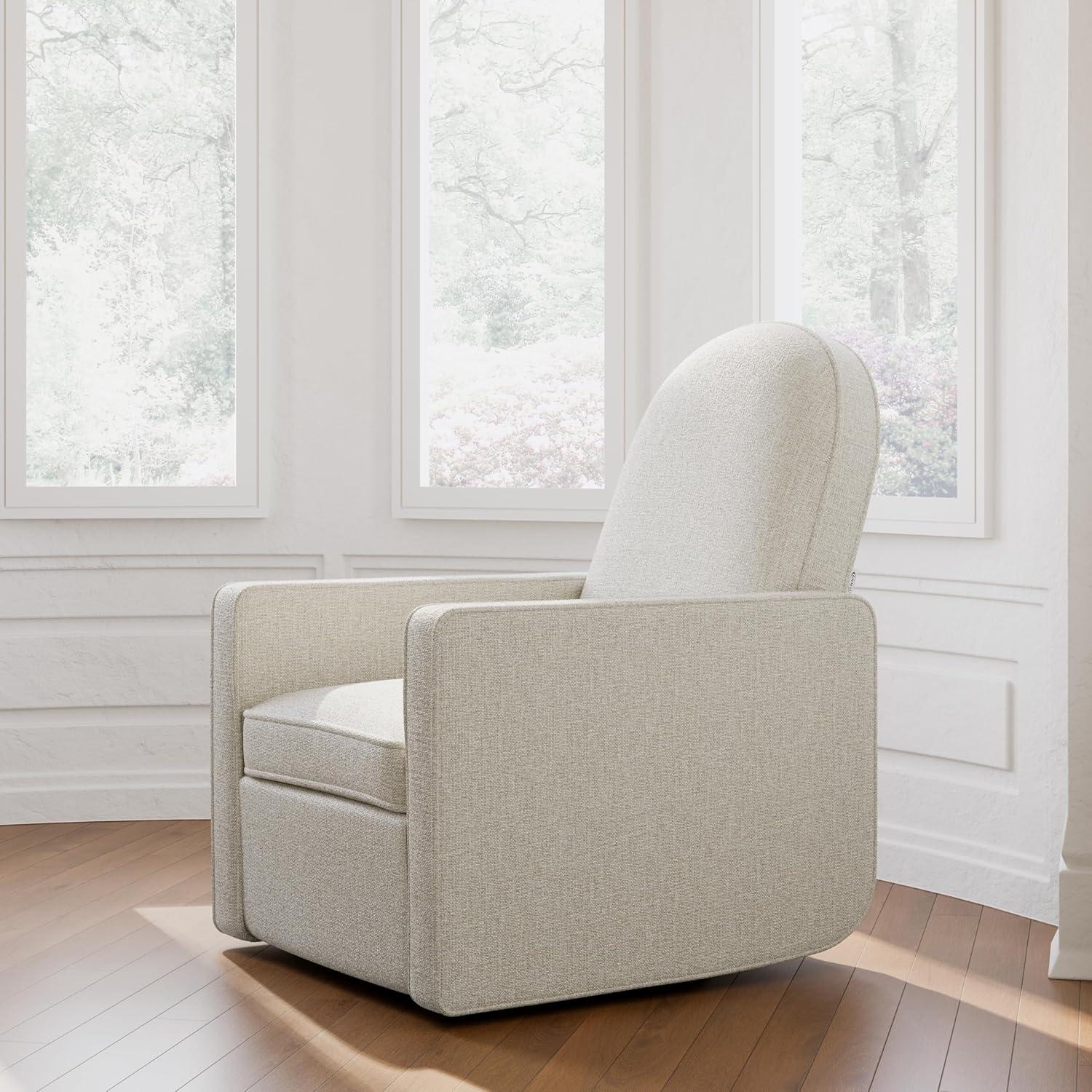 imageGraco Olivia SmallSpaces Premium Nursery Power Recliner Swivel Glider Dune Basketweave Smaller Profile for Smaller Rooms Upholstered Power Recliner Chair USB Charging Port Durable Metal BaseDune Basketweave