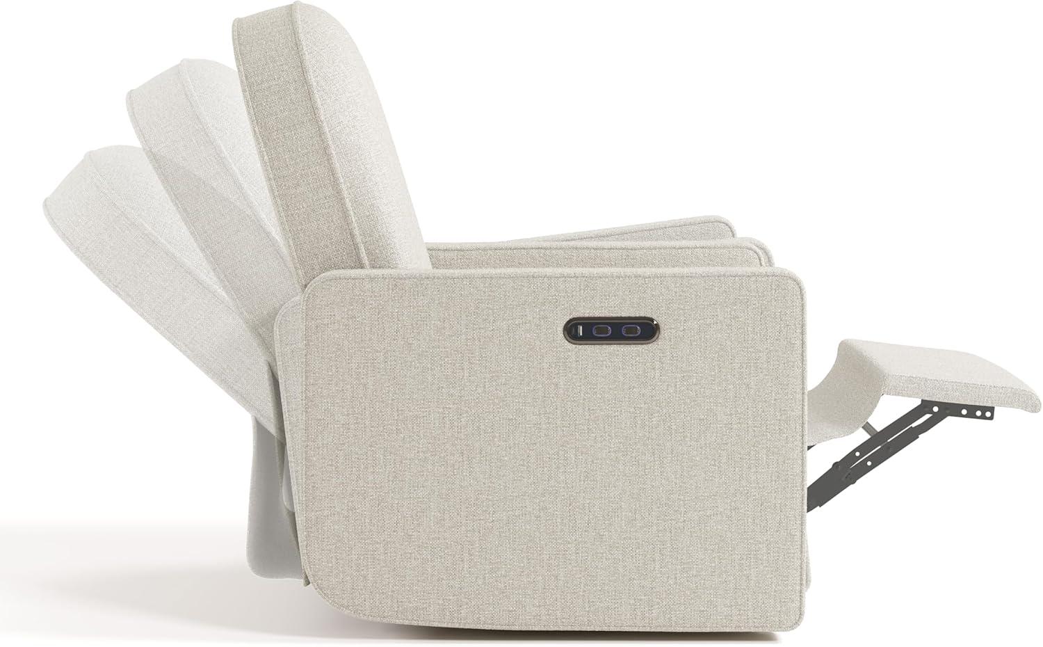 imageGraco Olivia SmallSpaces Premium Nursery Power Recliner Swivel Glider Dune Basketweave Smaller Profile for Smaller Rooms Upholstered Power Recliner Chair USB Charging Port Durable Metal BaseDune Basketweave