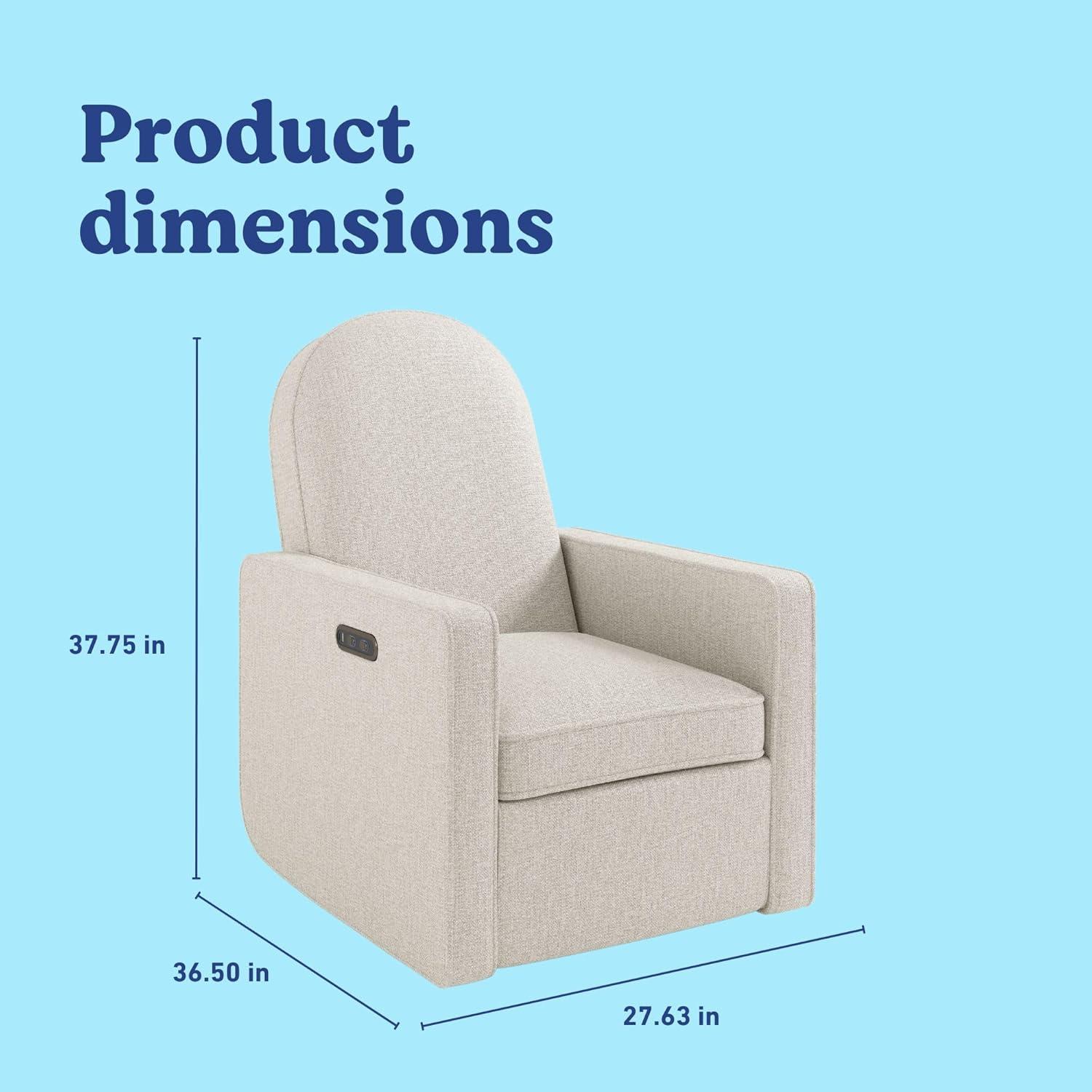 imageGraco Olivia SmallSpaces Premium Nursery Power Recliner Swivel Glider Dune Basketweave Smaller Profile for Smaller Rooms Upholstered Power Recliner Chair USB Charging Port Durable Metal BaseDune Basketweave
