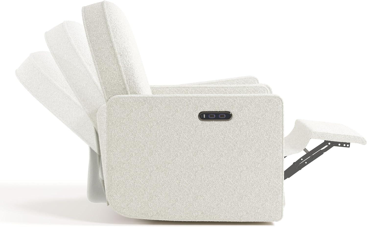 imageGraco Olivia SmallSpaces Premium Nursery Power Recliner Swivel Glider Dune Basketweave Smaller Profile for Smaller Rooms Upholstered Power Recliner Chair USB Charging Port Durable Metal BaseIvory Boucle