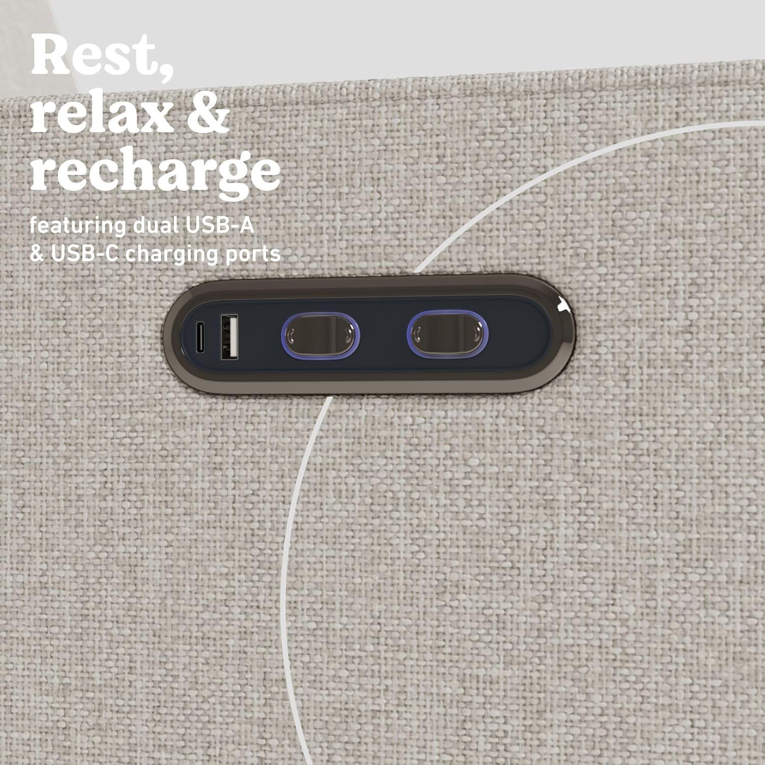 imageGraco Olivia SmallSpaces Premium Nursery Power Recliner Swivel Glider Dune Basketweave Smaller Profile for Smaller Rooms Upholstered Power Recliner Chair USB Charging Port Durable Metal BaseDune Basketweave