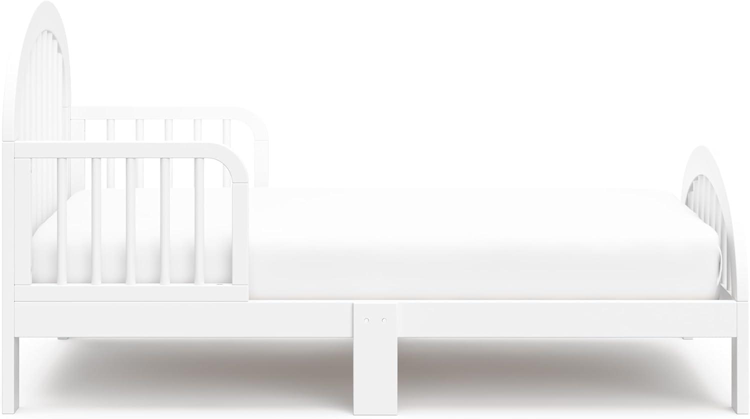 imageGraco Olivia Toddler Bed Driftwood GREENGUARD Gold Certified Includes Toddler Safety Guardrails Fits Standard Crib ampamp Toddler Mattress Stylish Arched DesignWhite