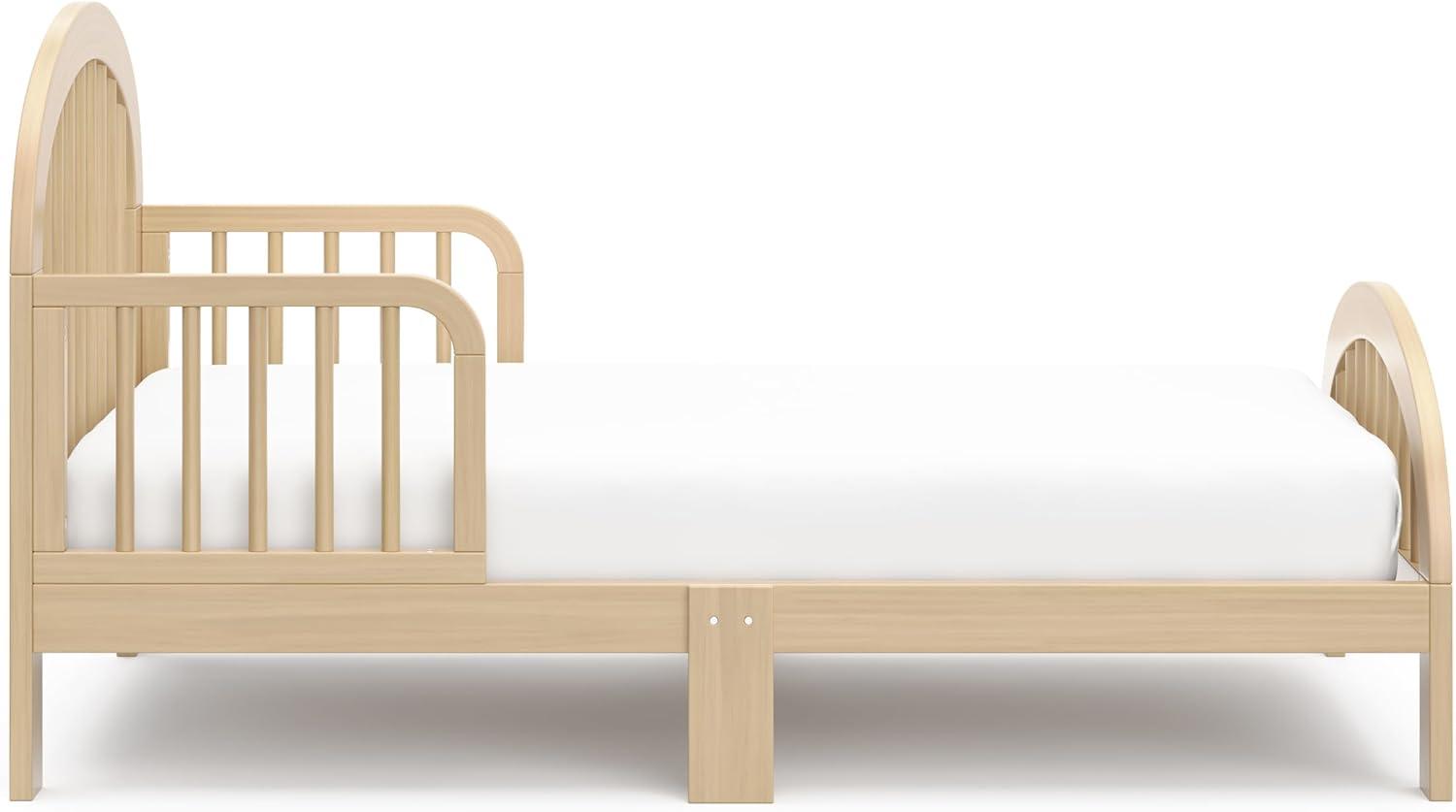 imageGraco Olivia Toddler Bed Driftwood GREENGUARD Gold Certified Includes Toddler Safety Guardrails Fits Standard Crib ampamp Toddler Mattress Stylish Arched DesignDriftwood