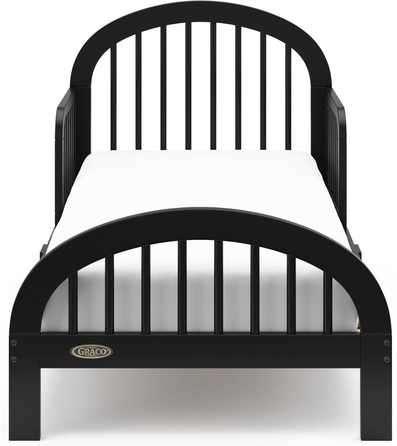 imageGraco Olivia Toddler Bed Driftwood GREENGUARD Gold Certified Includes Toddler Safety Guardrails Fits Standard Crib ampamp Toddler Mattress Stylish Arched DesignBlack