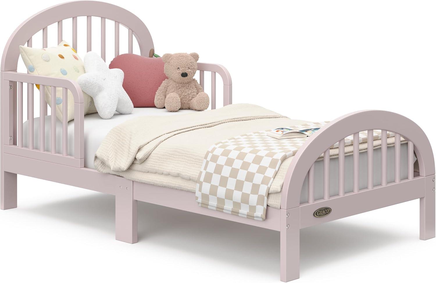 imageGraco Olivia Toddler Bed Driftwood GREENGUARD Gold Certified Includes Toddler Safety Guardrails Fits Standard Crib ampamp Toddler Mattress Stylish Arched DesignBlush