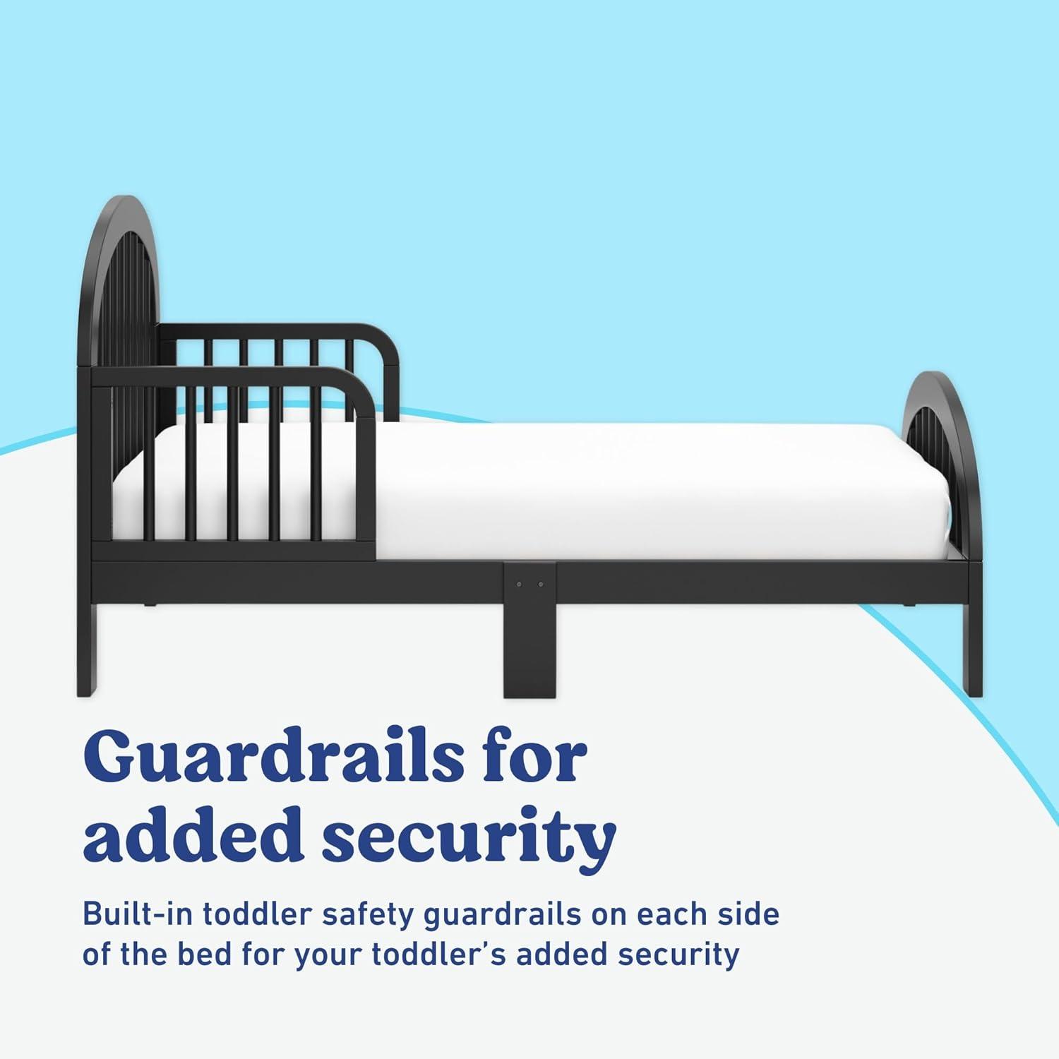 imageGraco Olivia Toddler Bed Driftwood GREENGUARD Gold Certified Includes Toddler Safety Guardrails Fits Standard Crib ampamp Toddler Mattress Stylish Arched DesignBlack