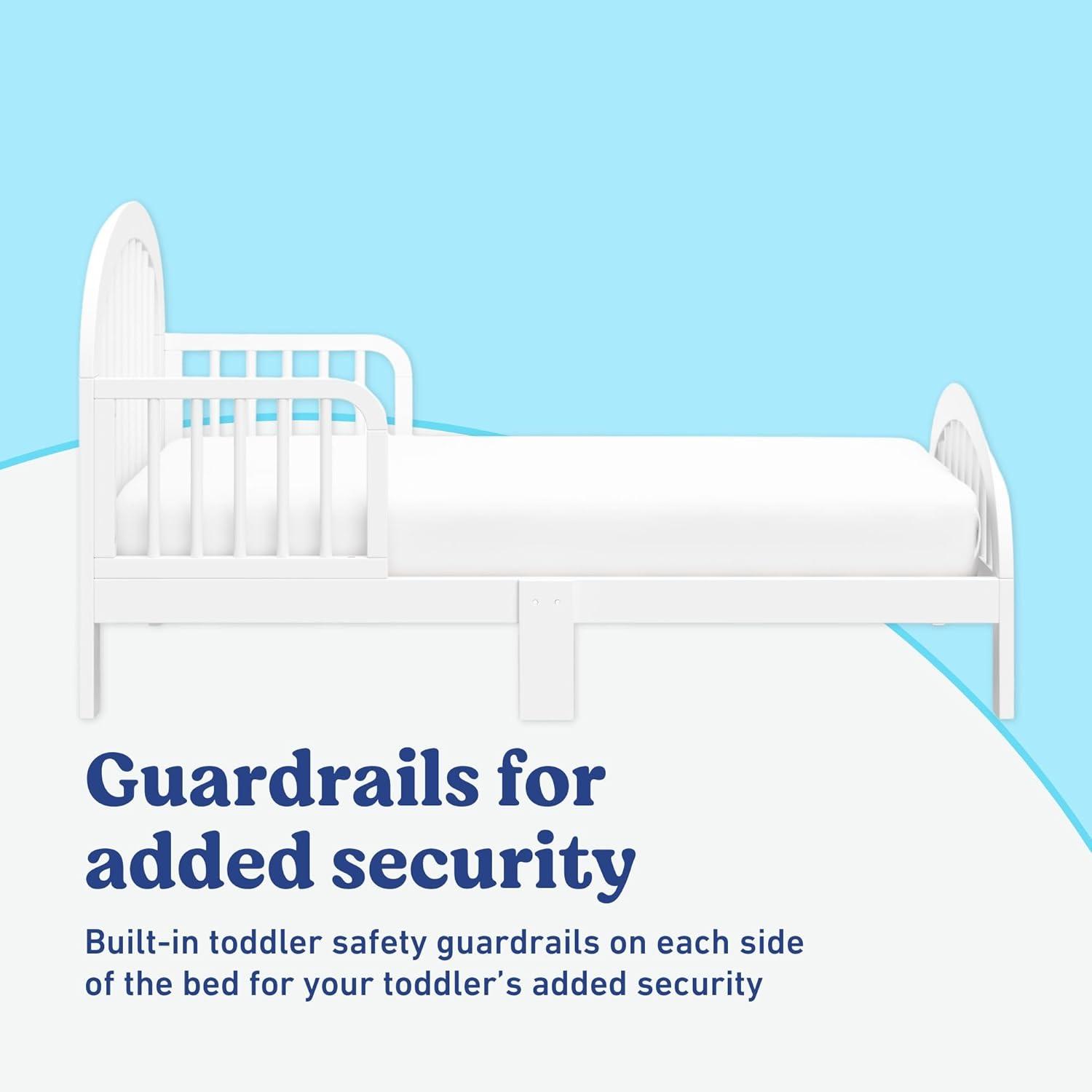 imageGraco Olivia Toddler Bed Driftwood GREENGUARD Gold Certified Includes Toddler Safety Guardrails Fits Standard Crib ampamp Toddler Mattress Stylish Arched DesignWhite