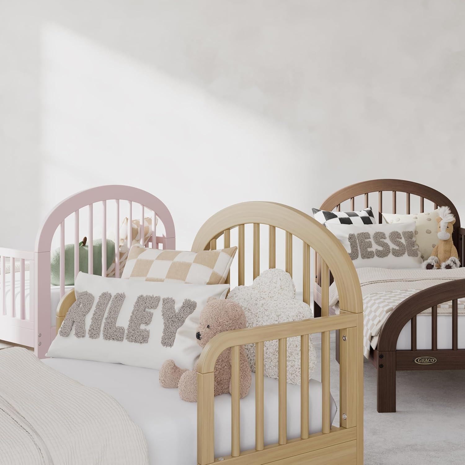 imageGraco Olivia Toddler Bed Driftwood GREENGUARD Gold Certified Includes Toddler Safety Guardrails Fits Standard Crib ampamp Toddler Mattress Stylish Arched DesignWhite