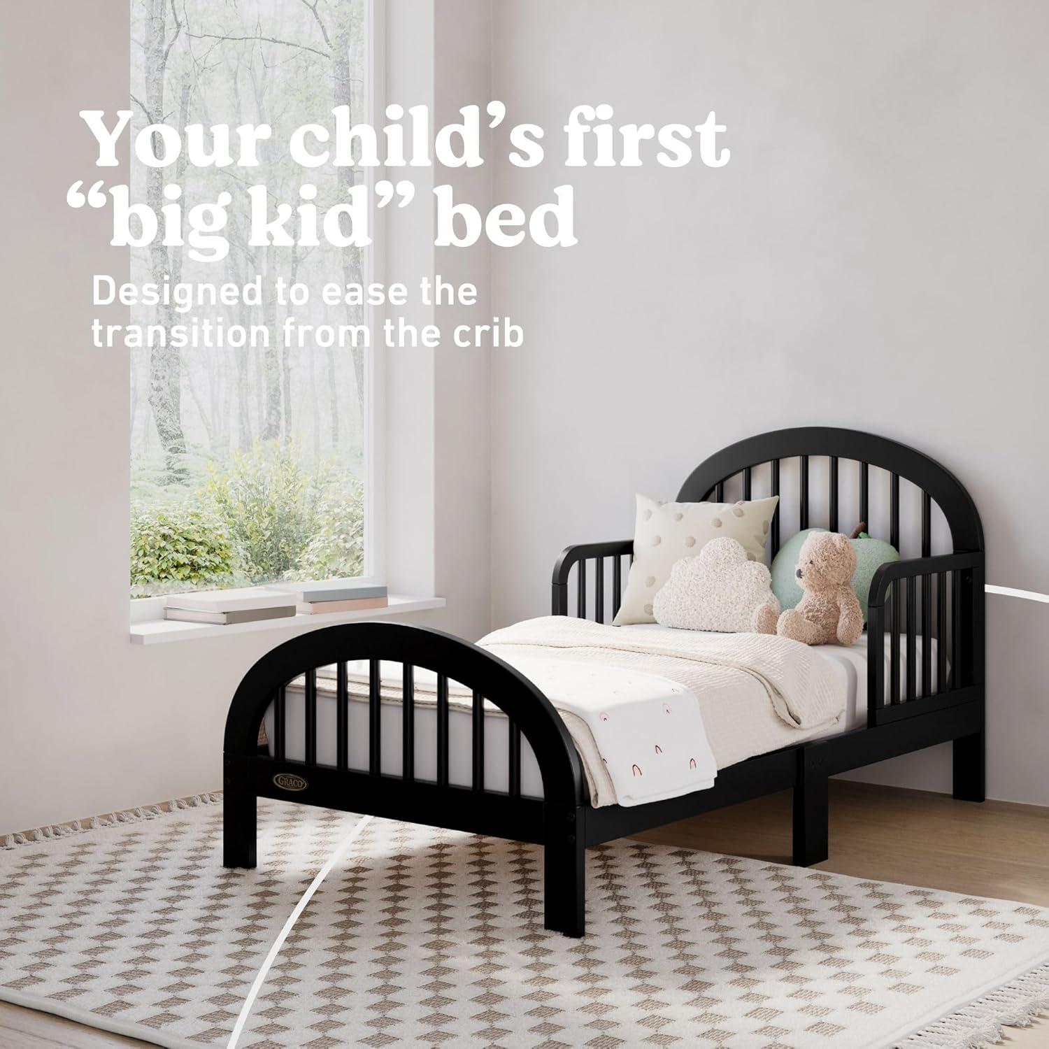 imageGraco Olivia Toddler Bed Driftwood GREENGUARD Gold Certified Includes Toddler Safety Guardrails Fits Standard Crib ampamp Toddler Mattress Stylish Arched DesignBlack