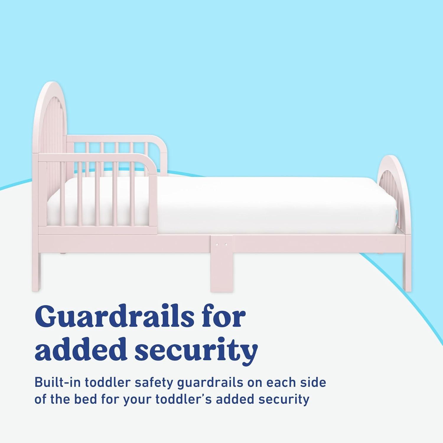 imageGraco Olivia Toddler Bed Driftwood GREENGUARD Gold Certified Includes Toddler Safety Guardrails Fits Standard Crib ampamp Toddler Mattress Stylish Arched DesignBlush