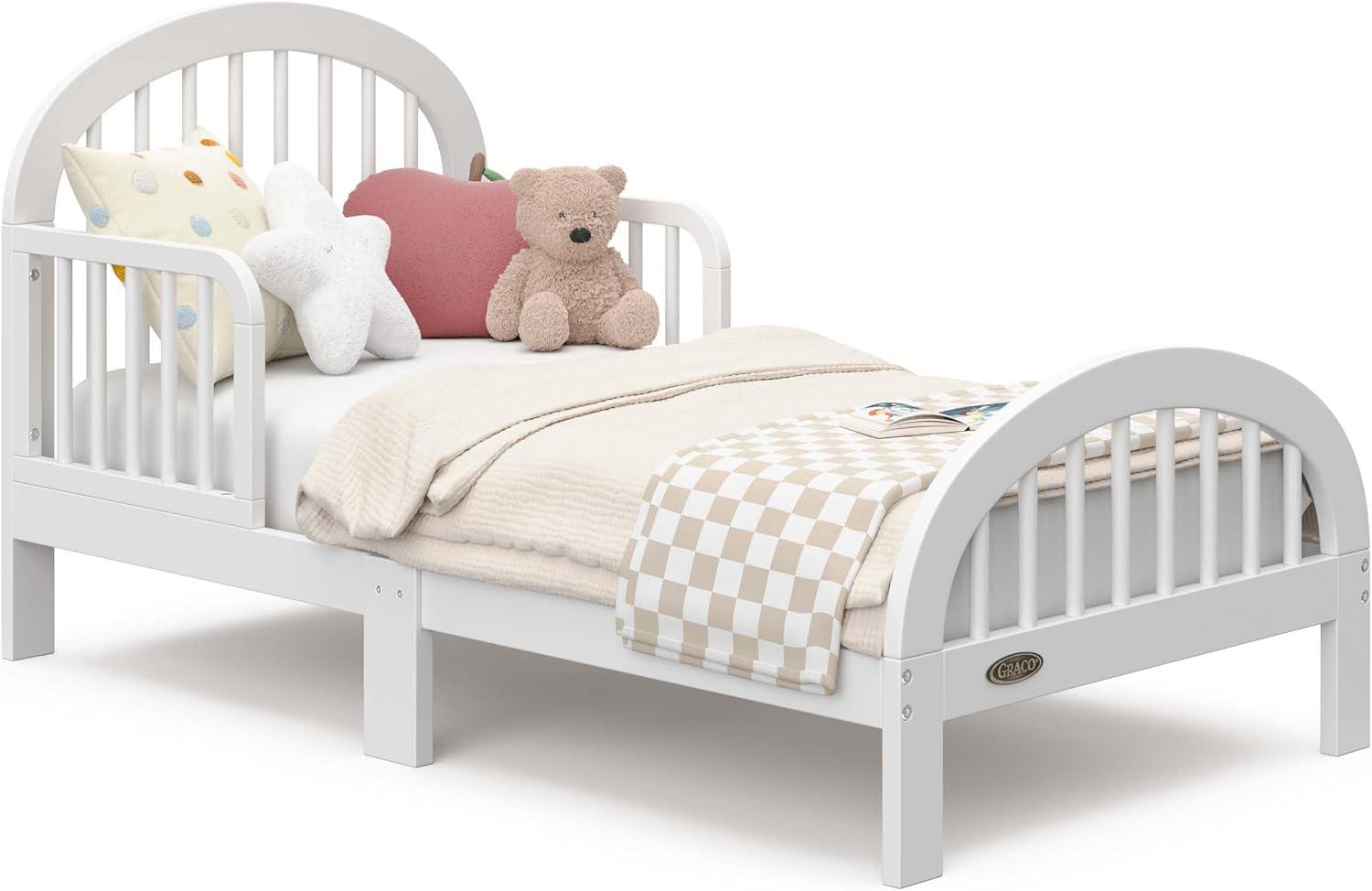 imageGraco Olivia Toddler Bed Driftwood GREENGUARD Gold Certified Includes Toddler Safety Guardrails Fits Standard Crib ampamp Toddler Mattress Stylish Arched DesignWhite