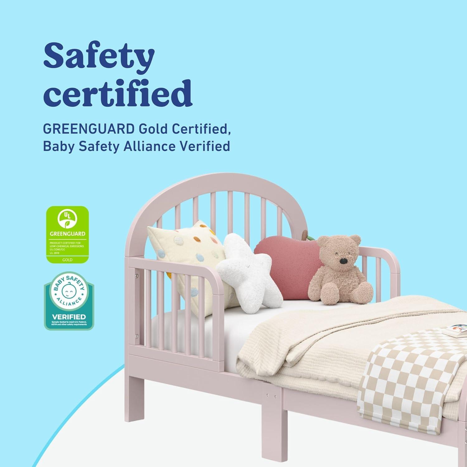 imageGraco Olivia Toddler Bed Driftwood GREENGUARD Gold Certified Includes Toddler Safety Guardrails Fits Standard Crib ampamp Toddler Mattress Stylish Arched DesignBlush