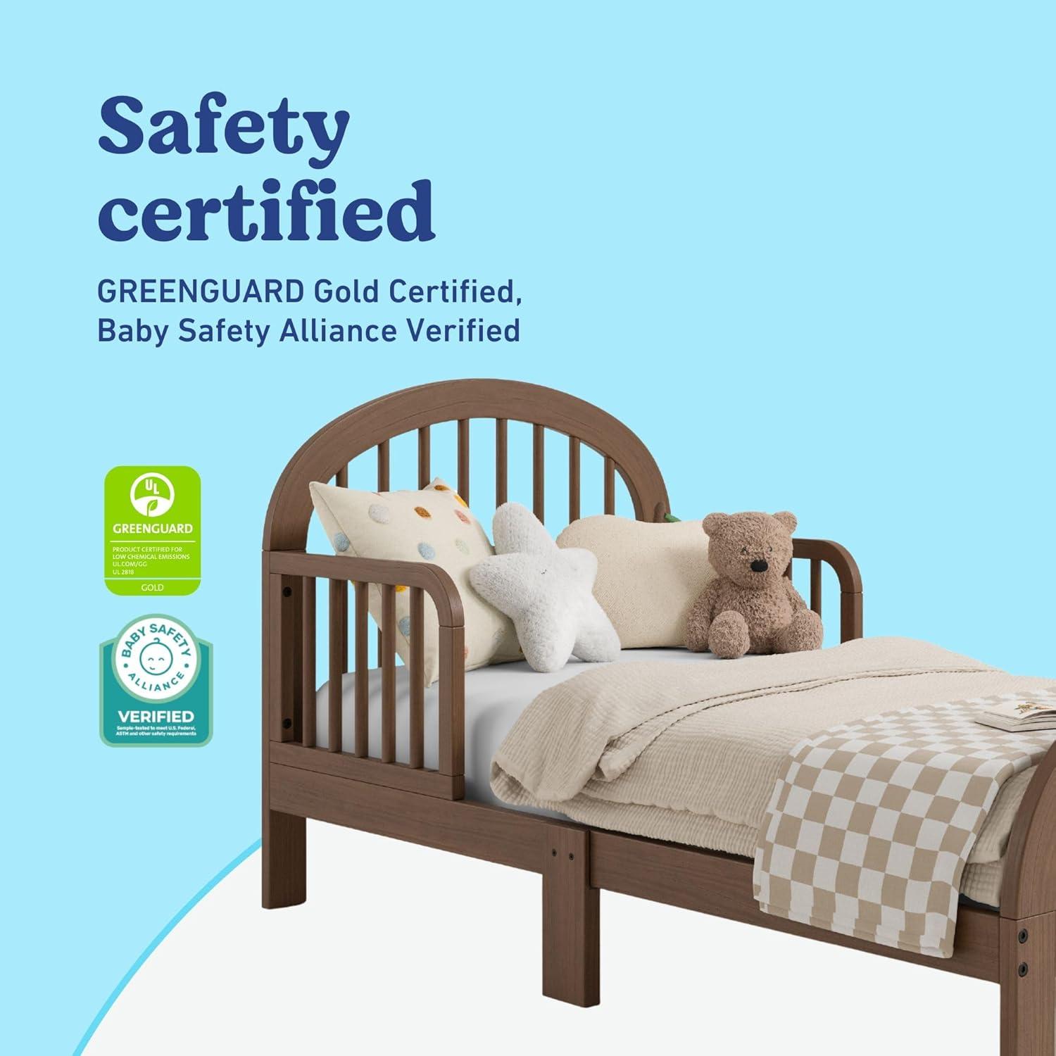 imageGraco Olivia Toddler Bed Driftwood GREENGUARD Gold Certified Includes Toddler Safety Guardrails Fits Standard Crib ampamp Toddler Mattress Stylish Arched DesignHazelnut